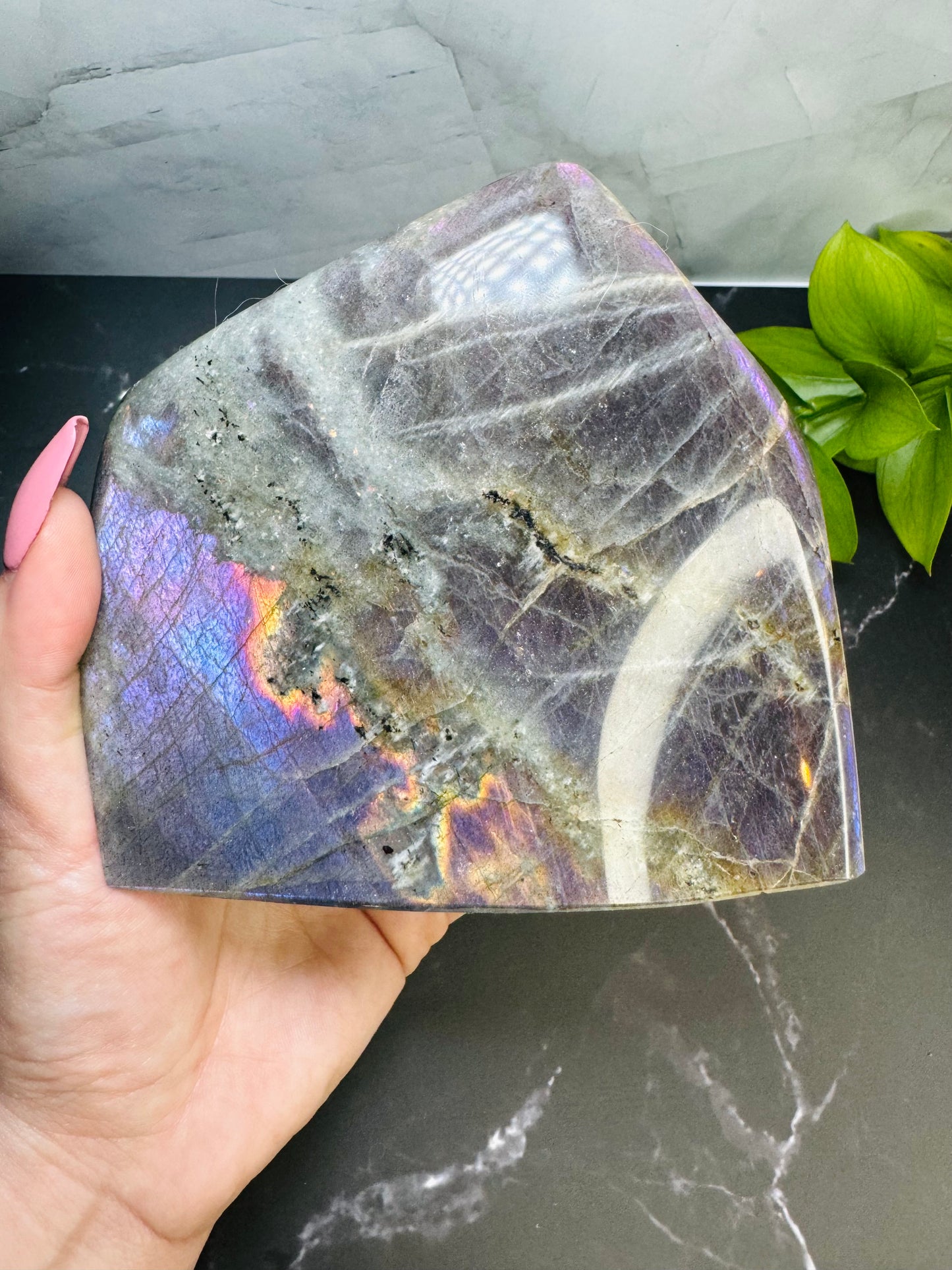 Labradorite Freeform | Purple Pink Orange Flash | Large | Polished | Crystal Decor | Healing | Gift Crystal Eyes It