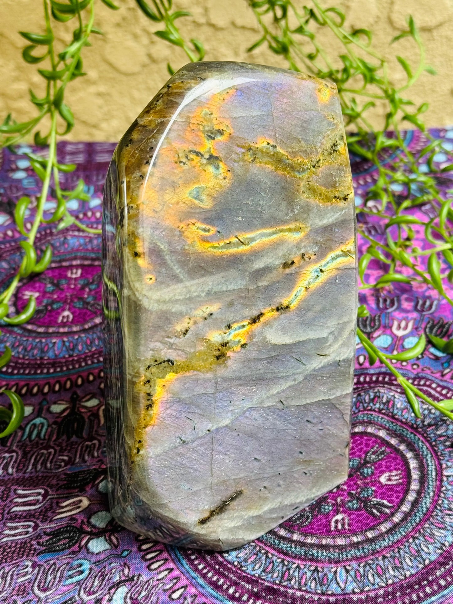 Labradorite Freeform | Purple Pink Orange Sunset Flash | Large | Polished | Crystal Decor | Healing | Gift Crystal Eyes It