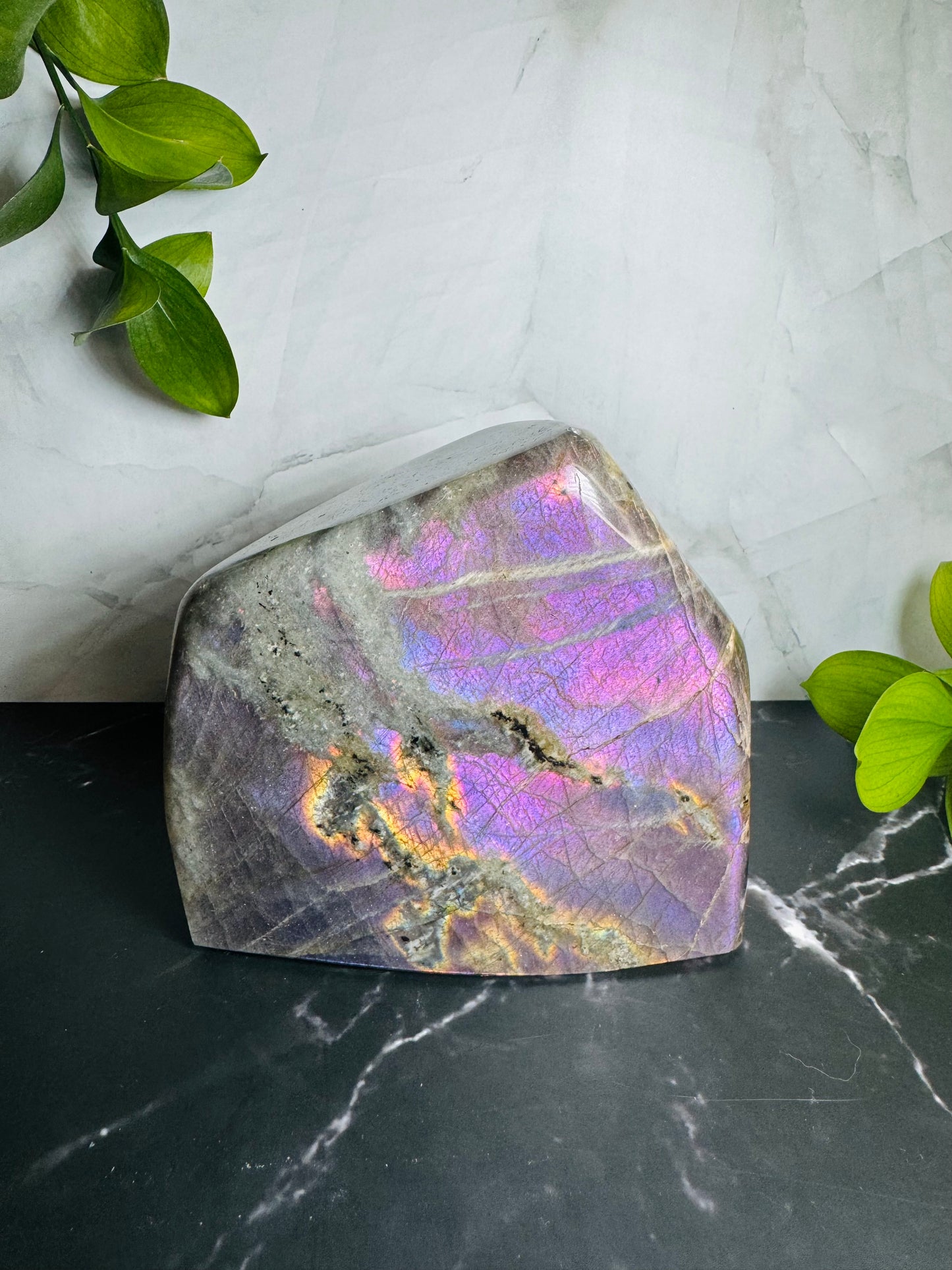 Labradorite Freeform | Purple Pink Orange Flash | Large | Polished | Crystal Decor | Healing | Gift Crystal Eyes It