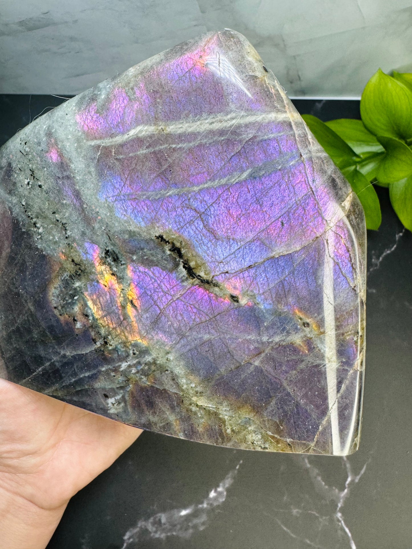 Labradorite Freeform | Purple Pink Orange Flash | Large | Polished | Crystal Decor | Healing | Gift Crystal Eyes It
