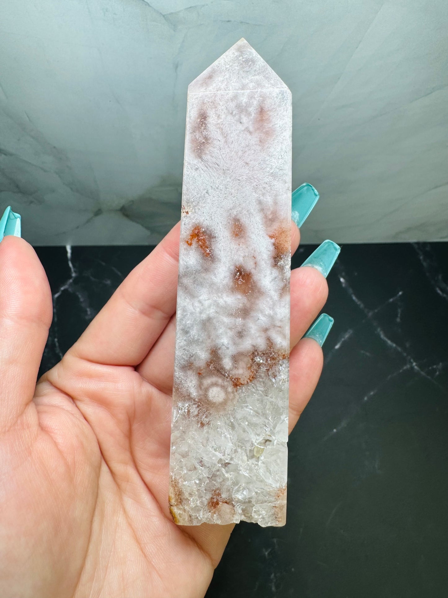 Flower Agate Quartz Crystal Tower Wand Point 5” | Large | Crystal Decor | Healing | Gift Crystal Eyes It