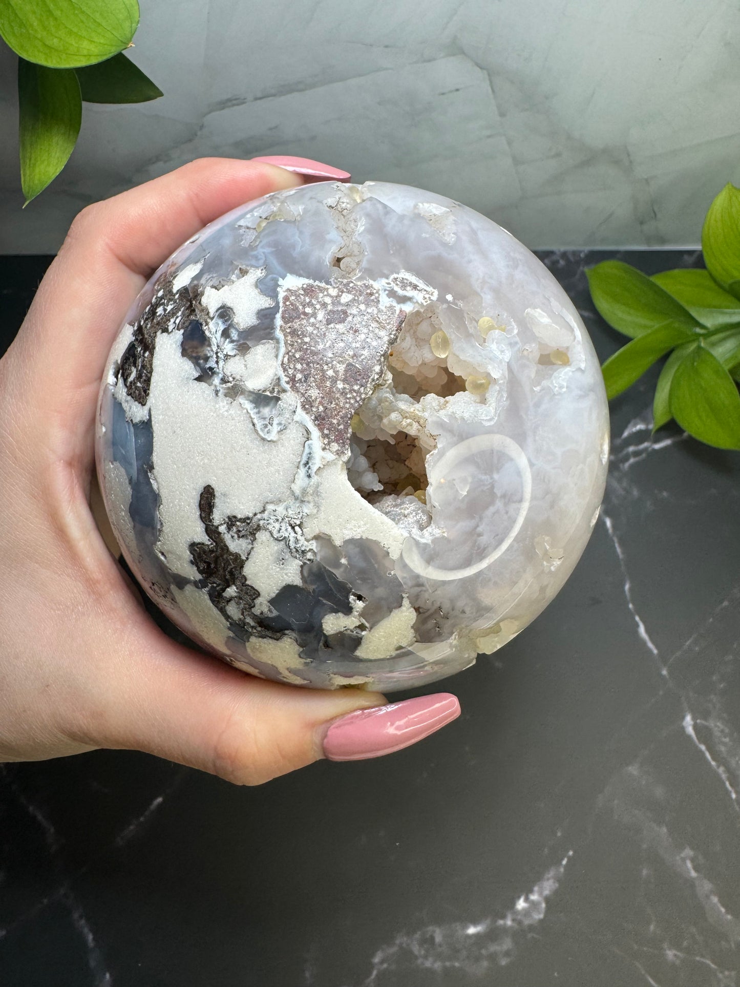 Large Druzy Agate and White Quartz Sphere 3.5” | Druzy Quartz | White | Crystal Decor | Healing | Gift Crystal Eyes It