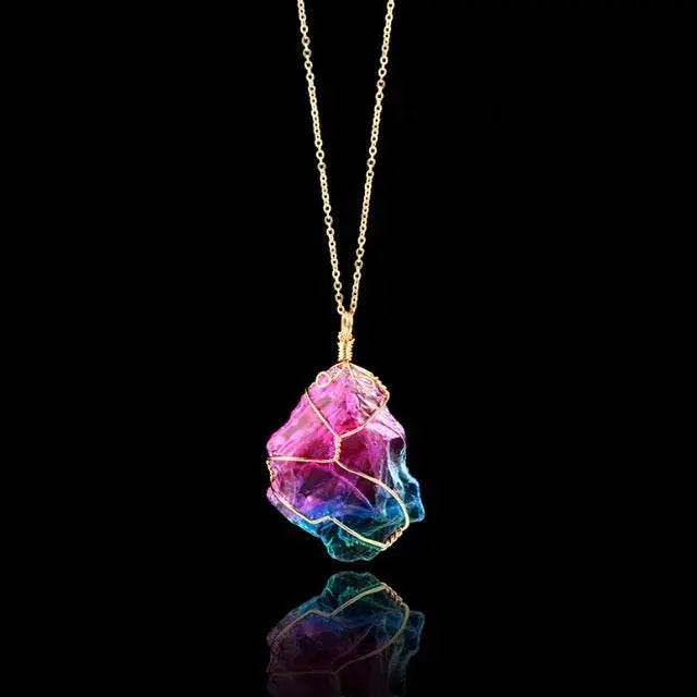Crystal Necklace | Rainbow Quartz | Wire Wrapped | Jewelry | Healing Crystal | Gift Crystal Eyes It