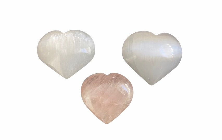 Crystal Heart | Selenite Heart | Satin Spar Heart | Rose Quartz Heart | Healing Crystals | Altar | Decor | Gift Crystal Eyes It