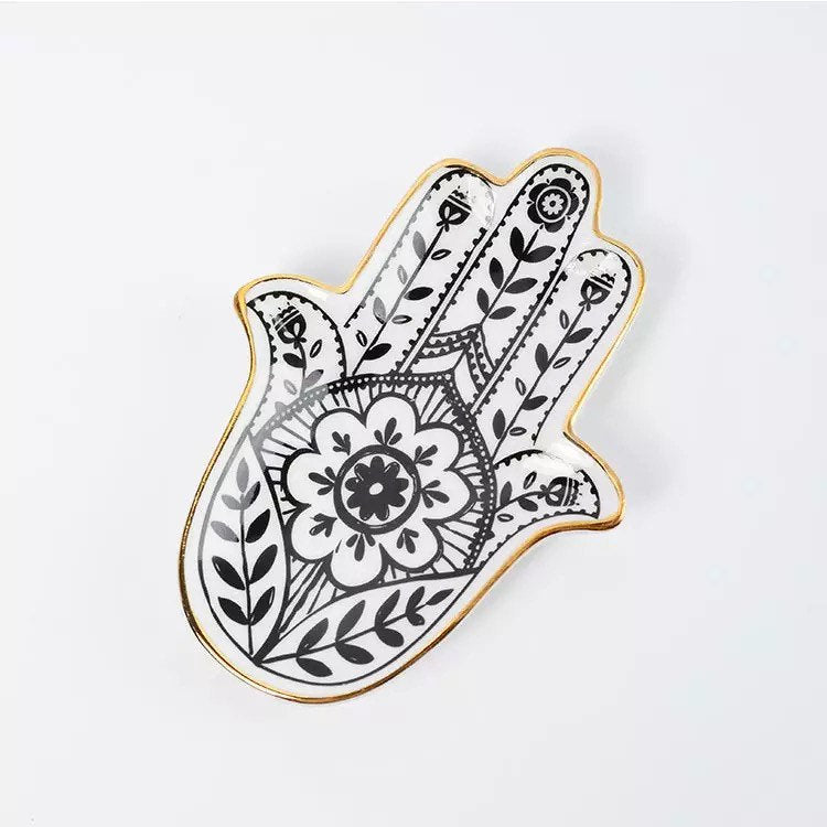 Hamsa Jewelry Dish | Hand of Fatima | Ceramic | Display | Tray | Gift | Decor | Decoration My Store