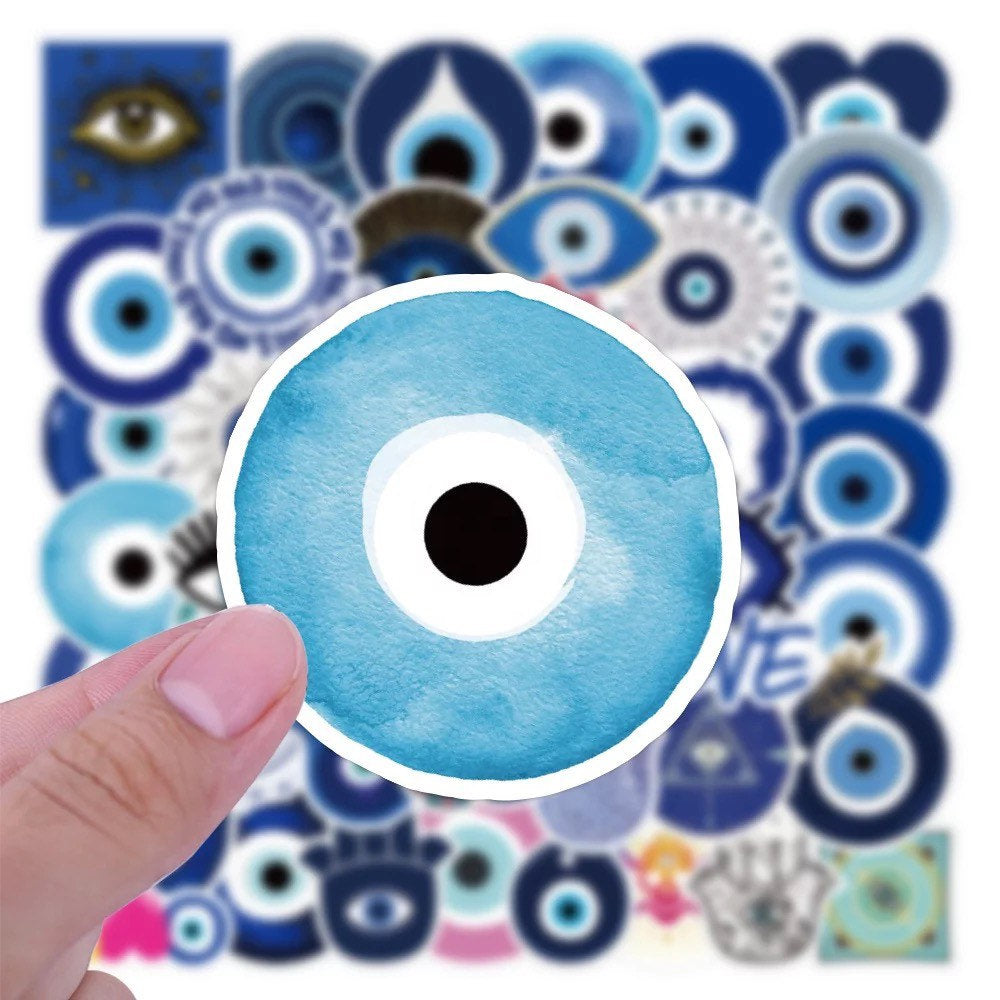 Evil Eye Stickers | Pack of 10 20 30 40 50 | Nazar | Matiasma | Mal de Ojo | Vinyl Stickers | Waterproof Stickers Crystal Eyes It
