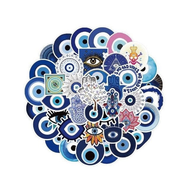Evil Eye Stickers | Pack of 10 20 30 40 50 | Nazar | Matiasma | Mal de Ojo | Vinyl Stickers | Waterproof Stickers Crystal Eyes It