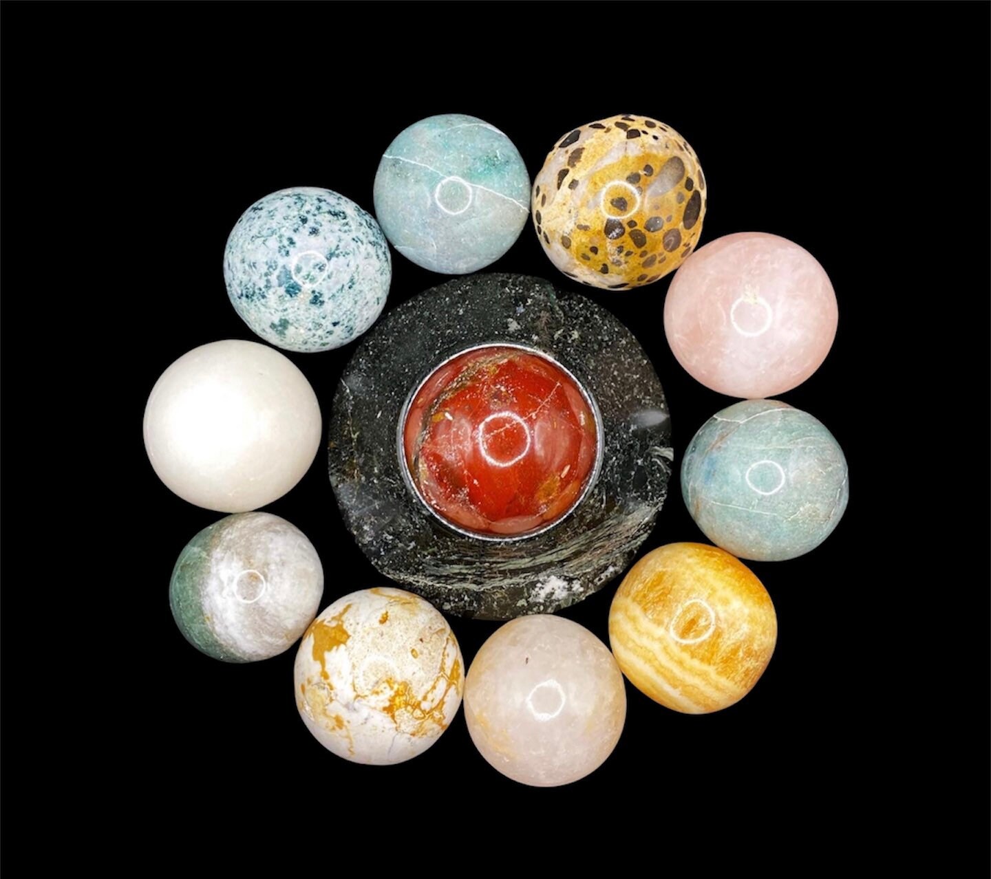 Crystal Sphere | Ball | Orb | Healing | Quartz | Jasper | Calcite | Gemstone | Altar Decor | Gift Crystal Eyes It