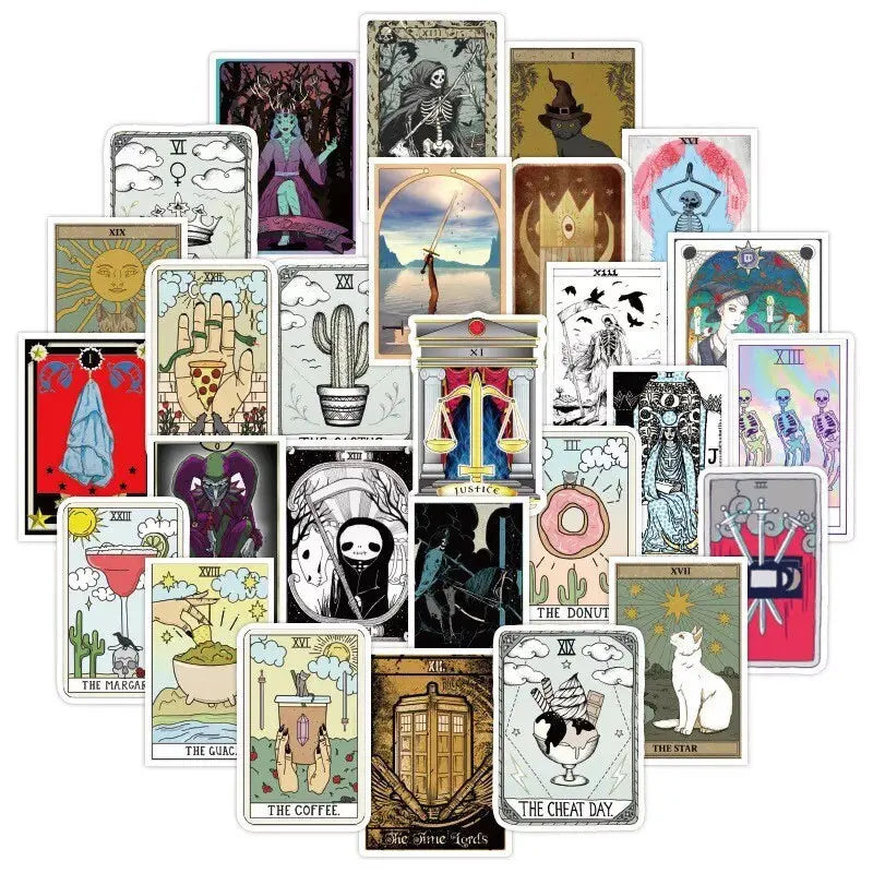 Tarot Card Stickers | Witchy | Funny | Pack of 10 20 30 40 50 | Glossy Vinyl | Waterproof | Gift Crystal Eyes It