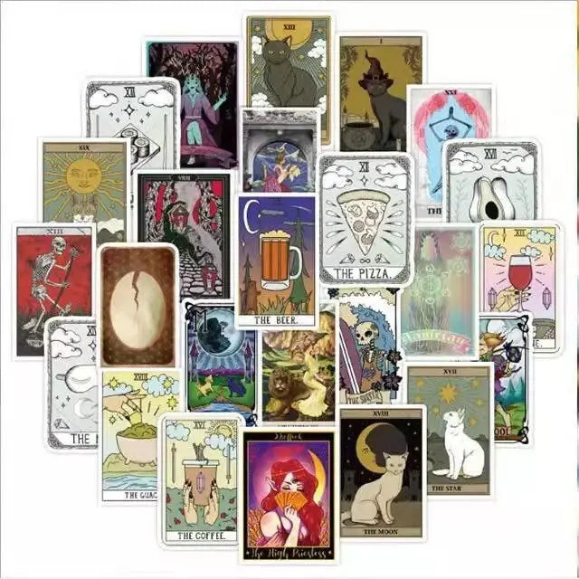 Tarot Card Stickers | Witchy | Funny | Pack of 10 20 30 40 50 | Glossy Vinyl | Waterproof | Gift Crystal Eyes It