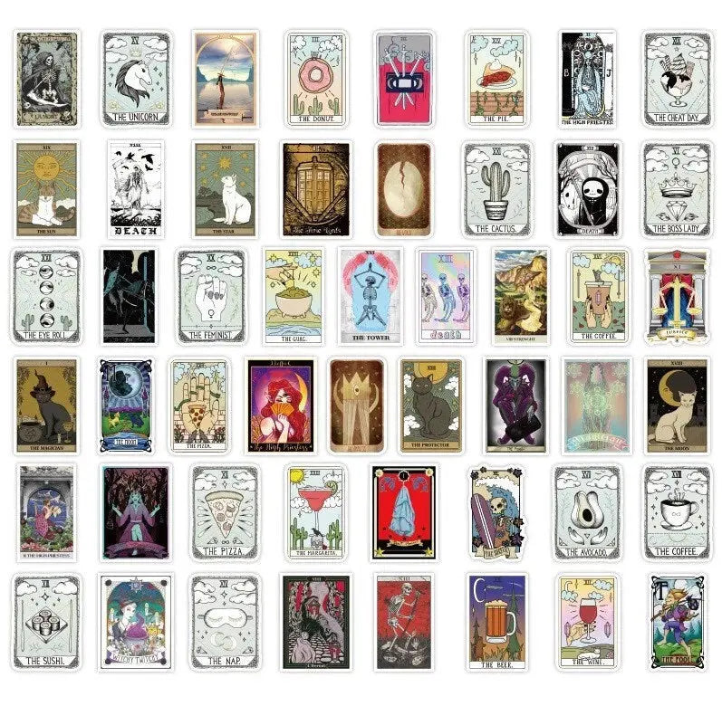 Tarot Card Stickers | Witchy | Funny | Pack of 10 20 30 40 50 | Glossy Vinyl | Waterproof | Gift Crystal Eyes It