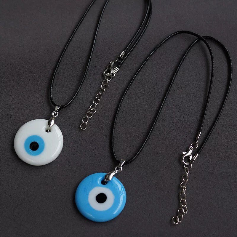 Evil Eye Necklace | Light Blue White Pendant | Teardrop | Turkish | Nazar | Mal de Ojo | Protection | Jewelry | Gift Crystal Eyes It