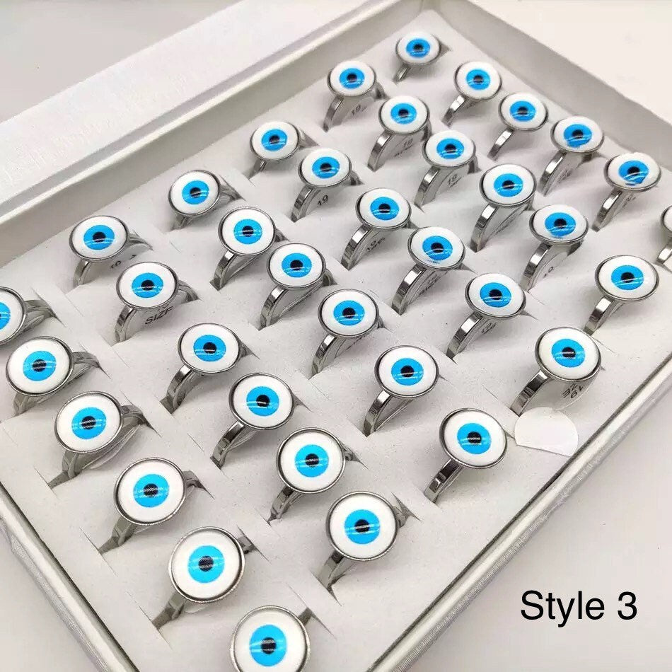 Evil Eye Ring | Nazar | Matiasma | Mal de Ojo | Protection Symbol | Good Luck Charm | Talisman | Stainless Steel | Gold | Jewelry | Gift Crystal Eyes It