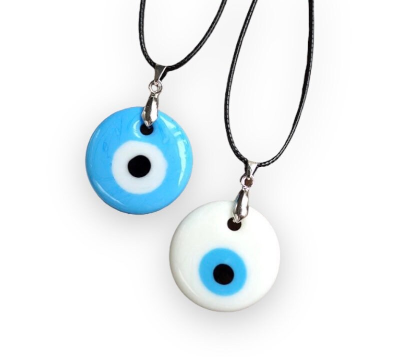 Evil Eye Necklace | White Pendant | Turkish | Nazar | Mal de Ojo | Protection | Jewelry | Gift Crystal Eyes It
