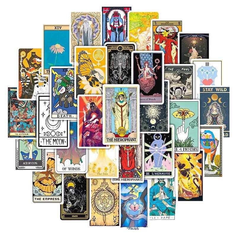 Tarot Card Stickers | Witchy | Funny | Pack of 10 20 30 40 50 | Glossy Vinyl | Waterproof | Gift Crystal Eyes It