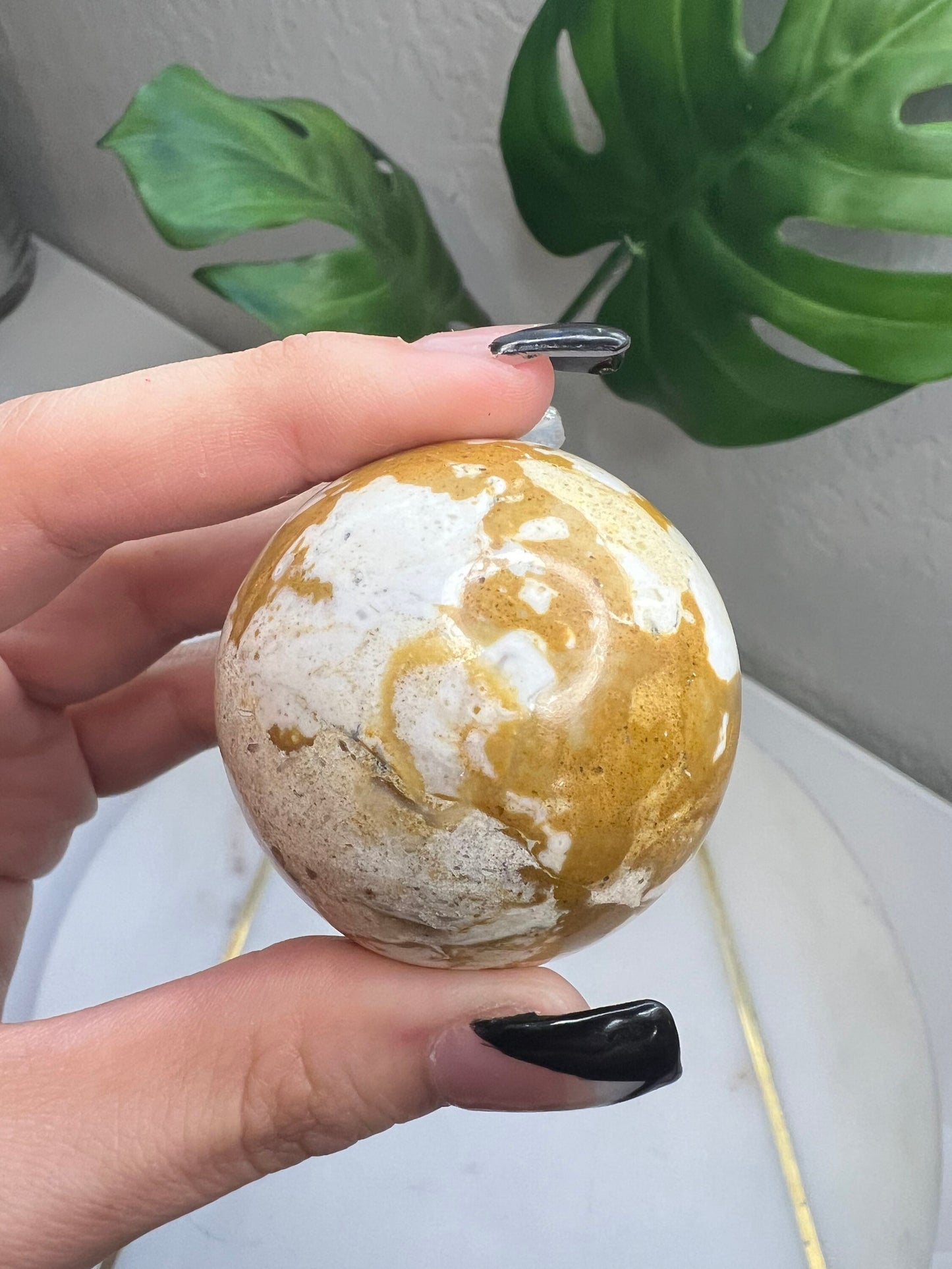 Yellow and White Jasper Crystal Sphere | Cobra | Stone | Ball | Orb | Healing | Altar Decor | Gift Crystal Eyes It