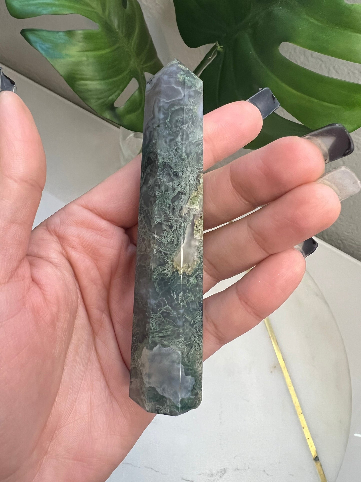 Green Crystal Tower | Aventurine | Moss Agate | Point | Wand | Natural | Healing | Meditation | Altar Decor | Gift Crystal Eyes It