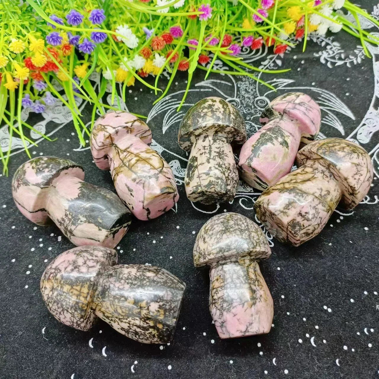 Rhodonite Mushroom Crystal 2-3” | Pink | Black | Crystal Shape | Decor | Gift My Store
