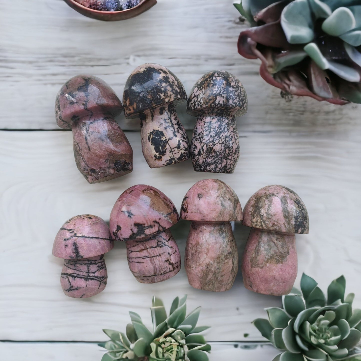 Rhodonite Mushroom Crystal 2-3” | Pink | Black | Crystal Shape | Decor | Gift My Store