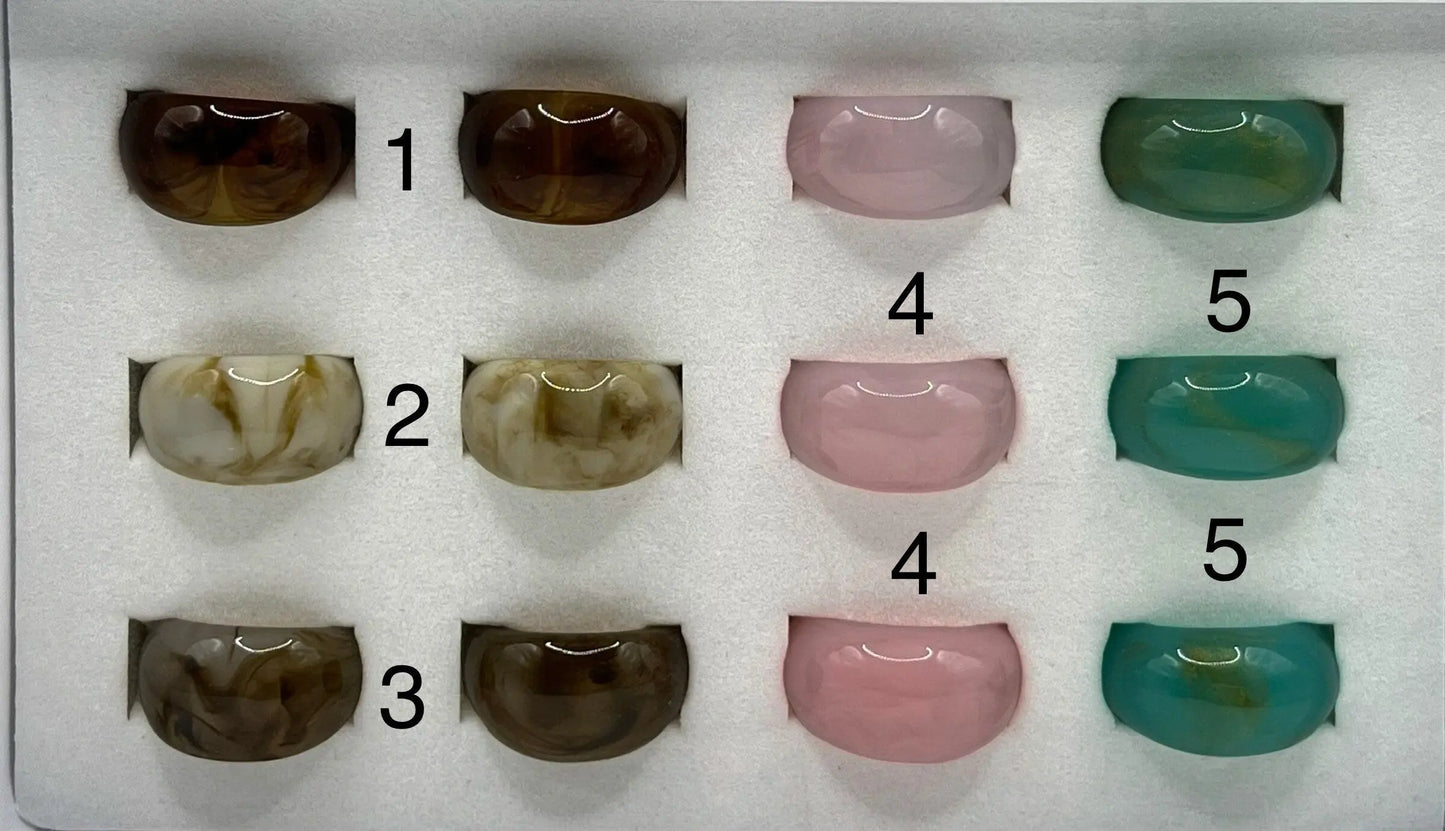 Statement Ring | Chunky | Oversized | Retro | Plastic | Pink | Green | Brown | Gift Crystal Eyes It