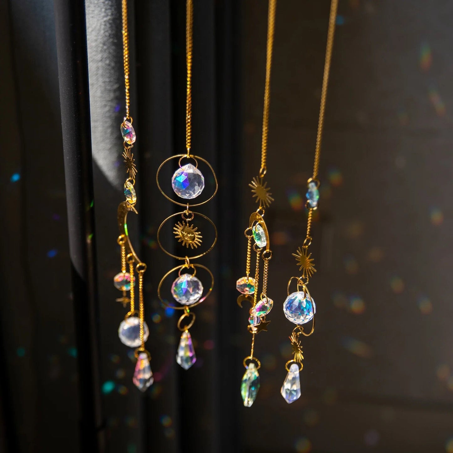 Crystal Sun Catcher | Gold Suncatcher | Evil Eye | Moon | Sun | Boho | Decor | Gift Crystal Eyes It