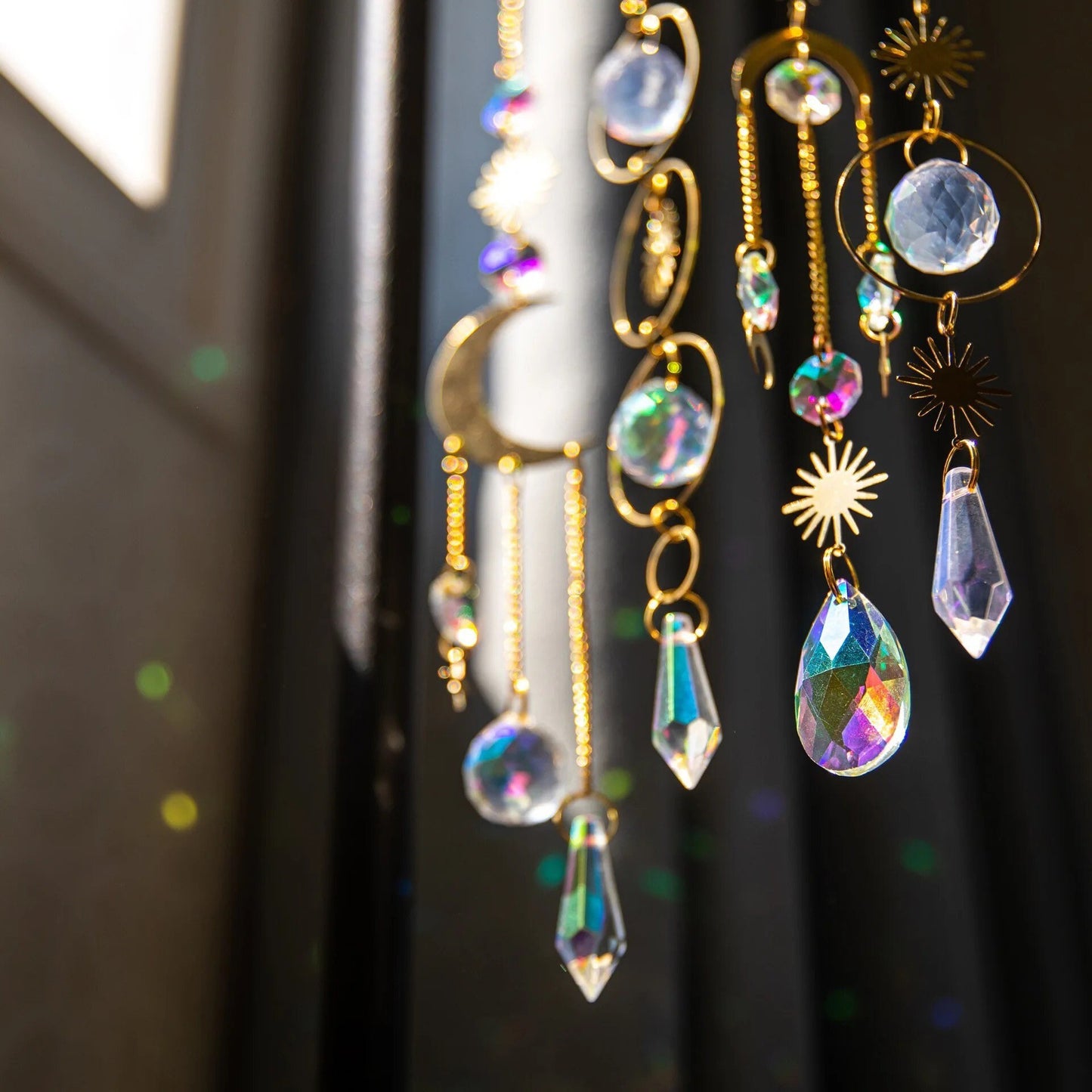 Crystal Sun Catcher | Gold Suncatcher | Evil Eye | Moon | Sun | Boho | Decor | Gift Crystal Eyes It