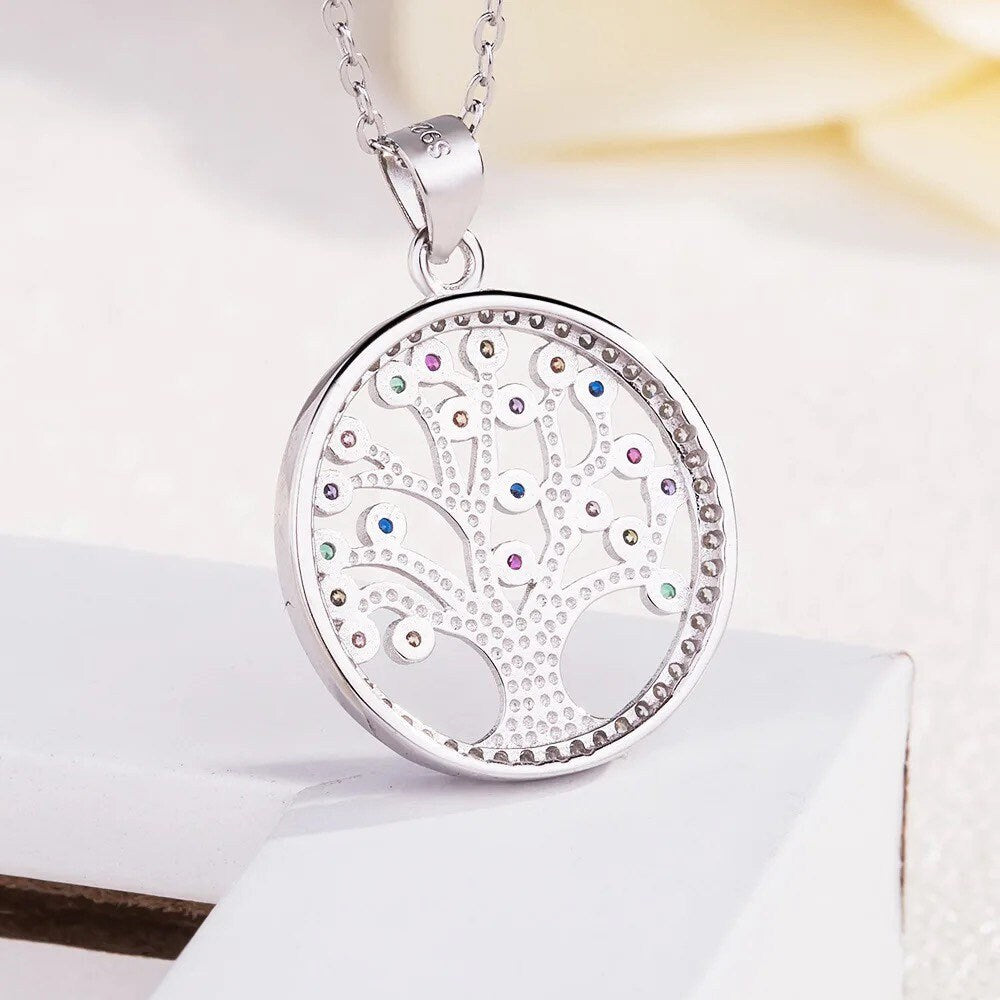 Tree of Life Necklace | Family | Birthstones | Jewelry | 925 Silver | Zircon | Pendant | Gift Crystal Eyes It