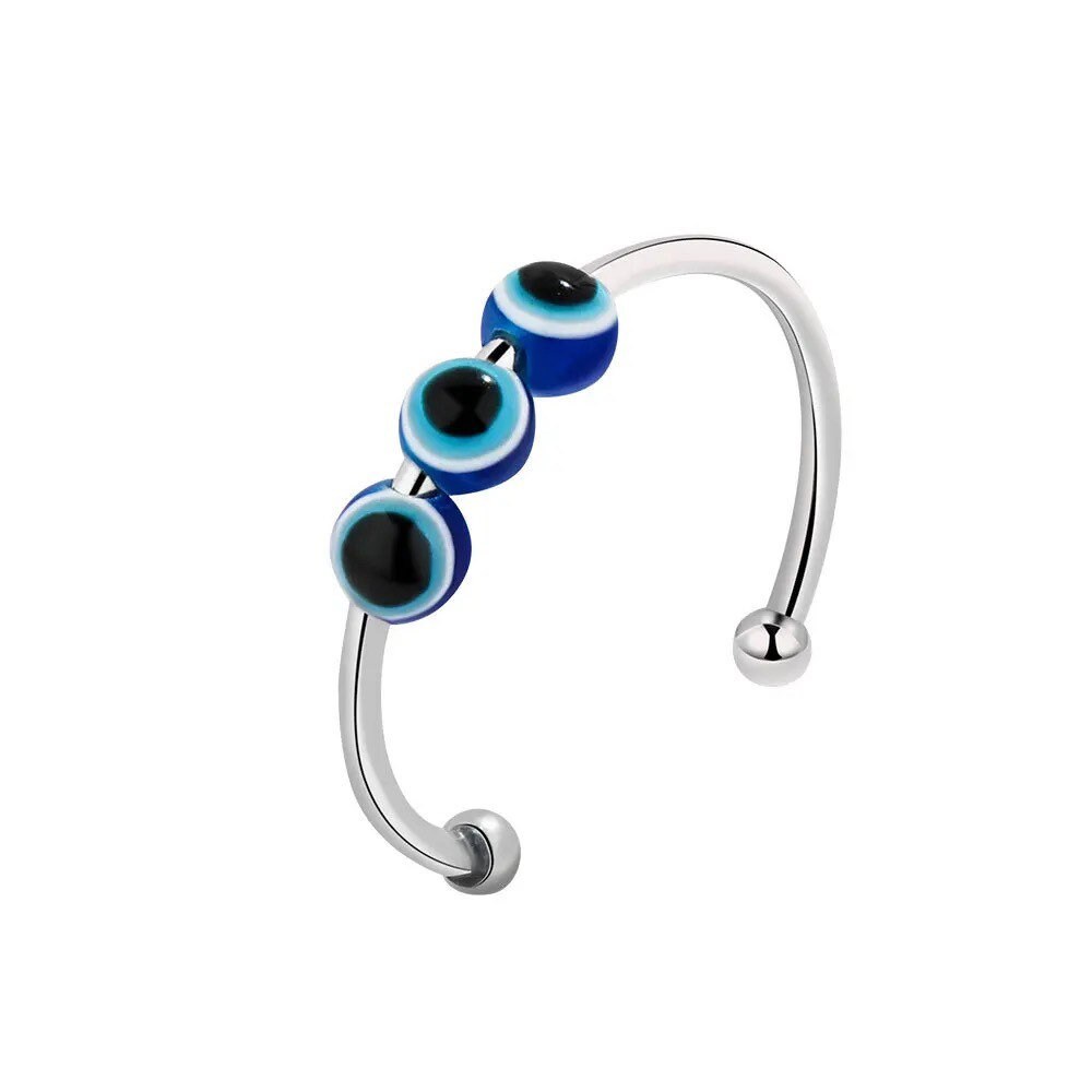 Evil Eye Ring | Fidget Spinner | Anti Anxiety | Nazar | Mal de Ojo | Protection Symbol | Good Luck Charm | Talisman | Jewelry | Gift Crystal Eyes It
