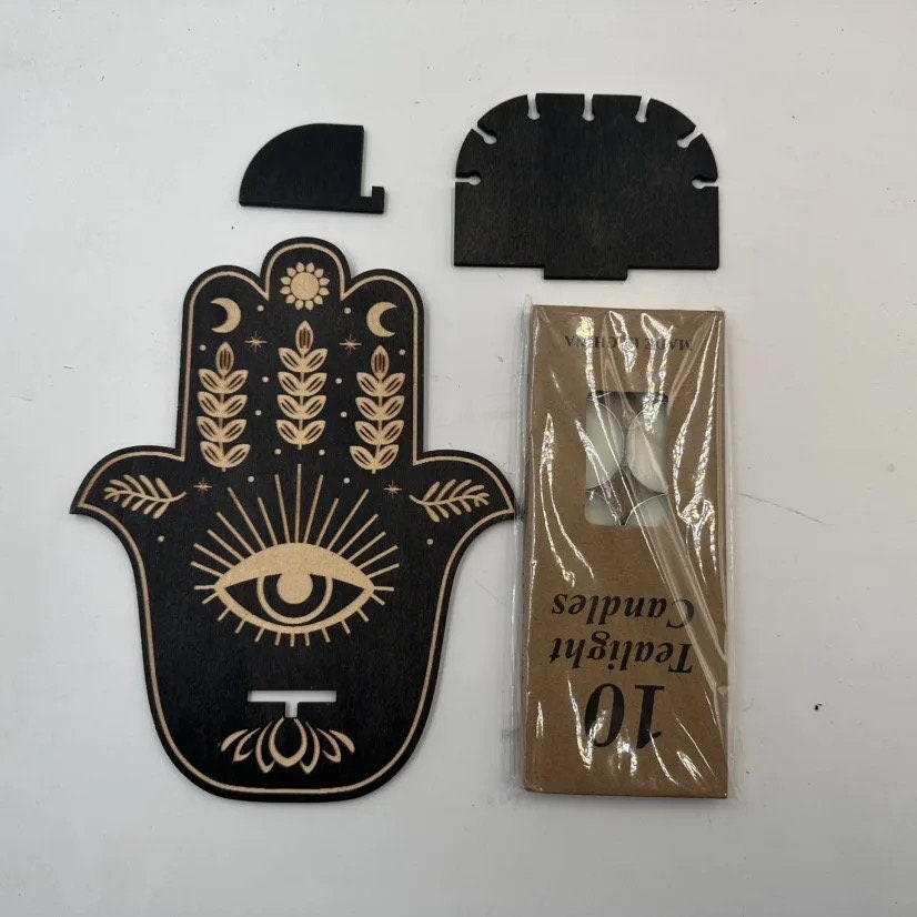 Evil Eye Hamsa Display | Candle Holder | Crystals | Spiritual | Wall Decor | Cat | Fox | Owl | Snake | Moth | Decoration | Home | Gift My Store