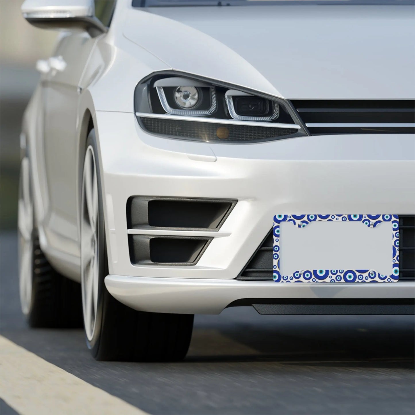 Evil Eye License Plate Frame | Metal | Blue | White | Glossy | Car | Gift