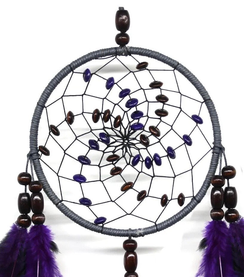 Purple Dreamcatcher | Dream Catcher | Black | Double | Wall Hanging Decoration | Boho | Feathers | Art | Gift Crystal Eyes It