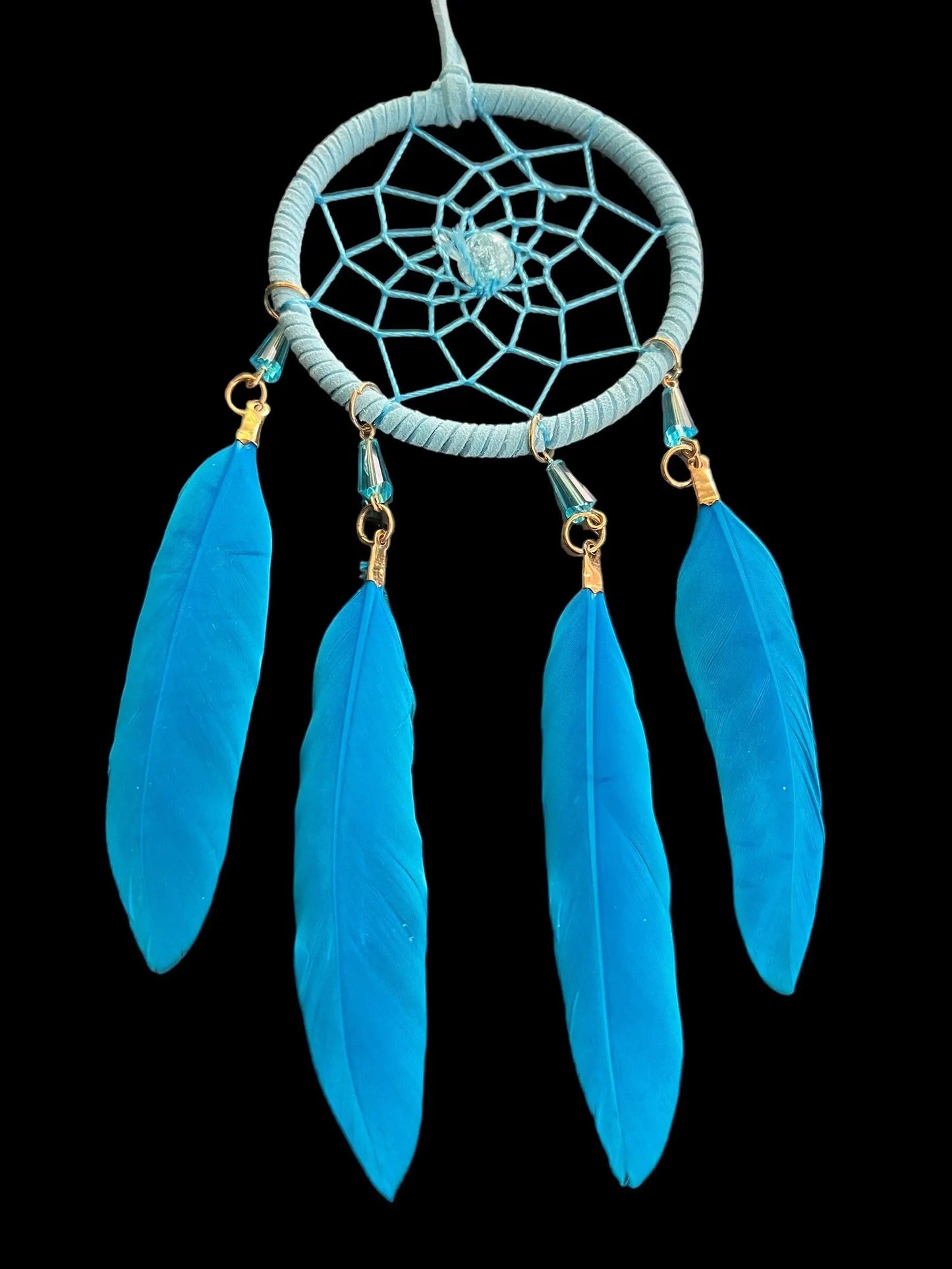 Blue Dreamcatcher | Dream Catcher | Small | Car | Wall Hanging Decoration | Boho | Feathers | Art | Gift Crystal Eyes It