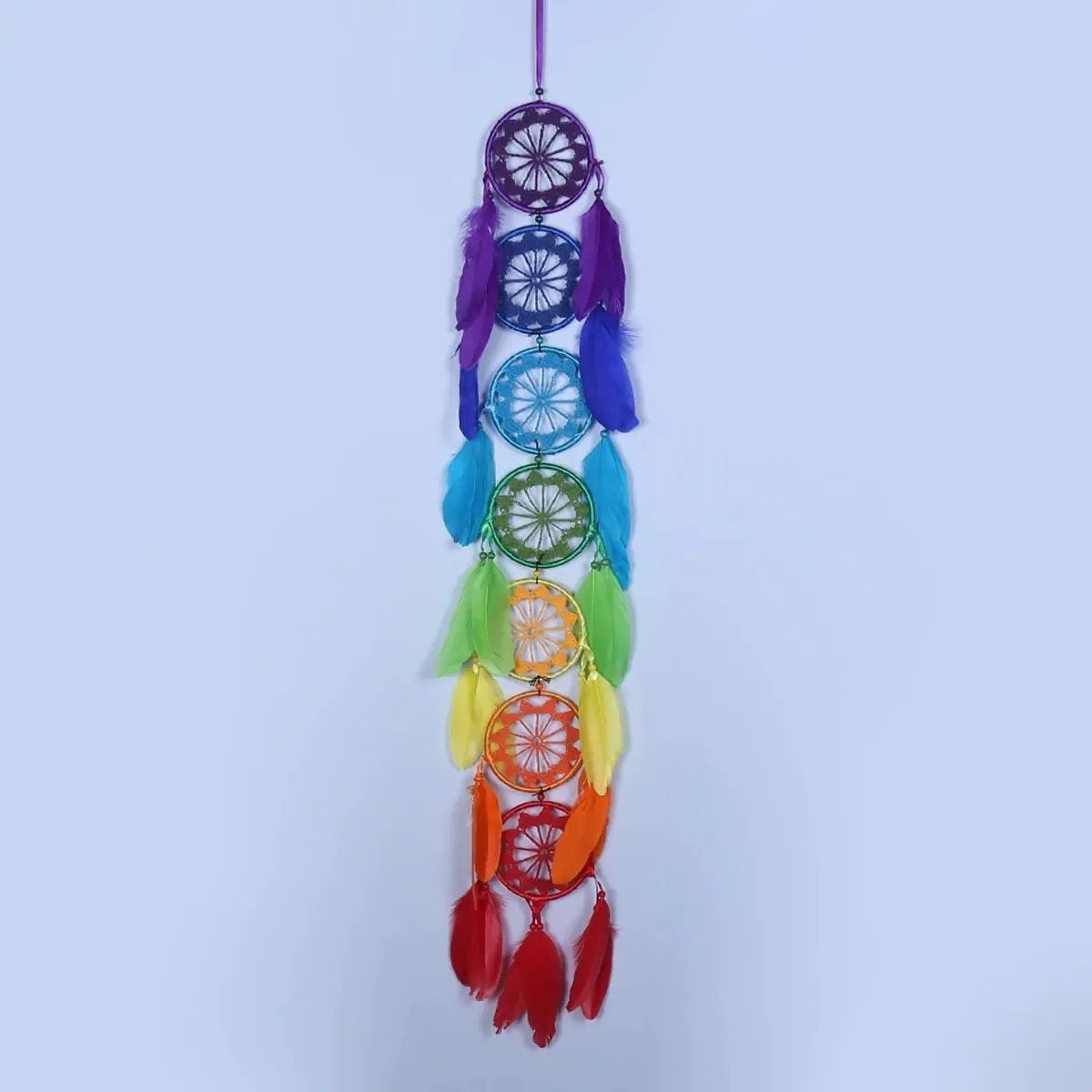 Rainbow Dreamcatcher | Seven Chakra Dream Catcher | Colorful | Wall Hanging Decoration | Boho | Feathers | Art | Gift Crystal Eyes It