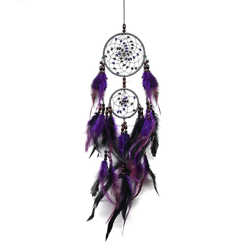 Purple Dreamcatcher | Dream Catcher | Black | Double | Wall Hanging Decoration | Boho | Feathers | Art | Gift Crystal Eyes It