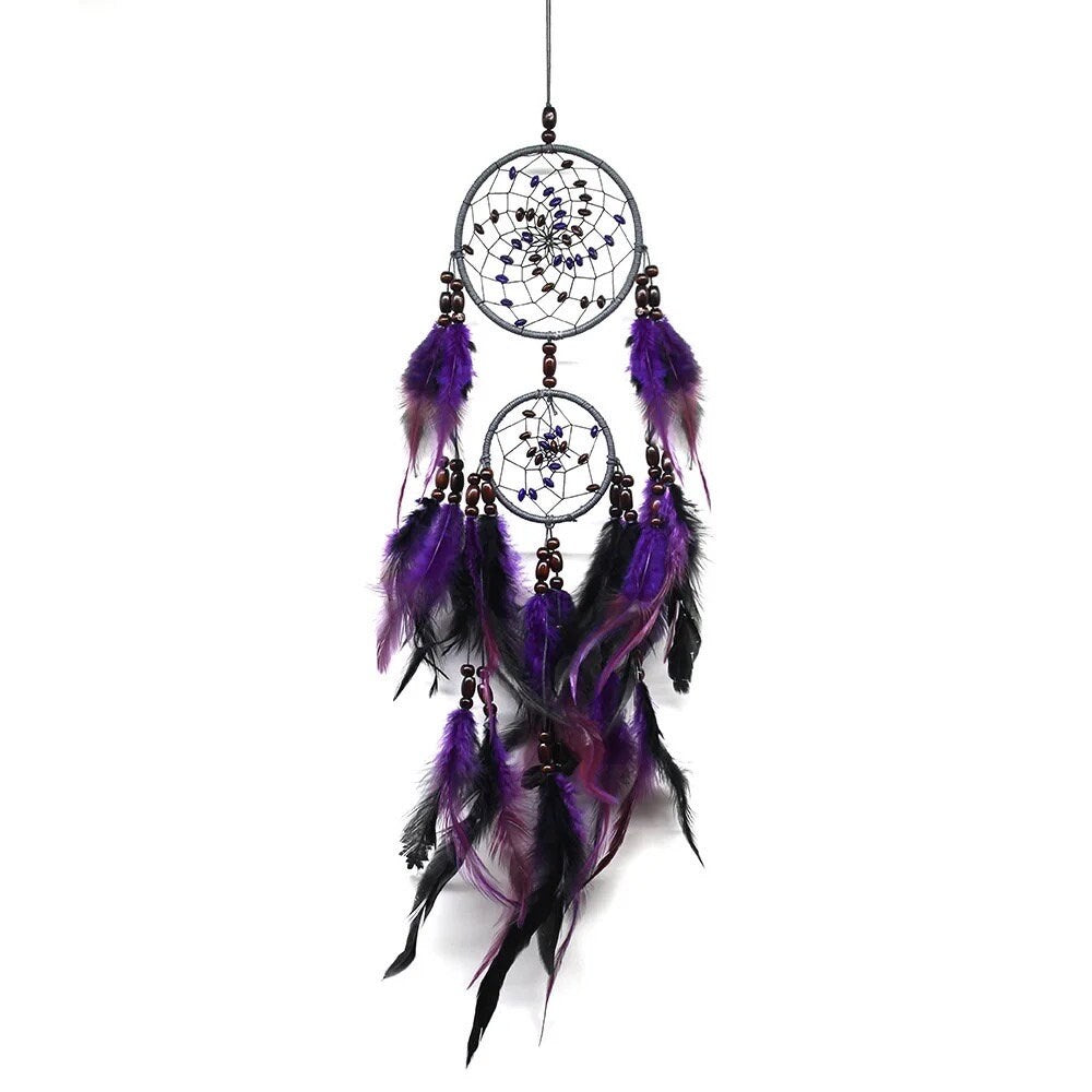 Purple Dreamcatcher | Dream Catcher | Black | Double | Wall Hanging Decoration | Boho | Feathers | Art | Gift Crystal Eyes It