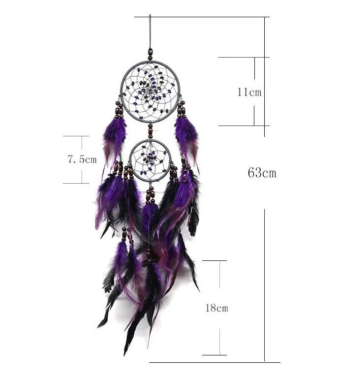 Purple Dreamcatcher | Dream Catcher | Black | Double | Wall Hanging Decoration | Boho | Feathers | Art | Gift Crystal Eyes It
