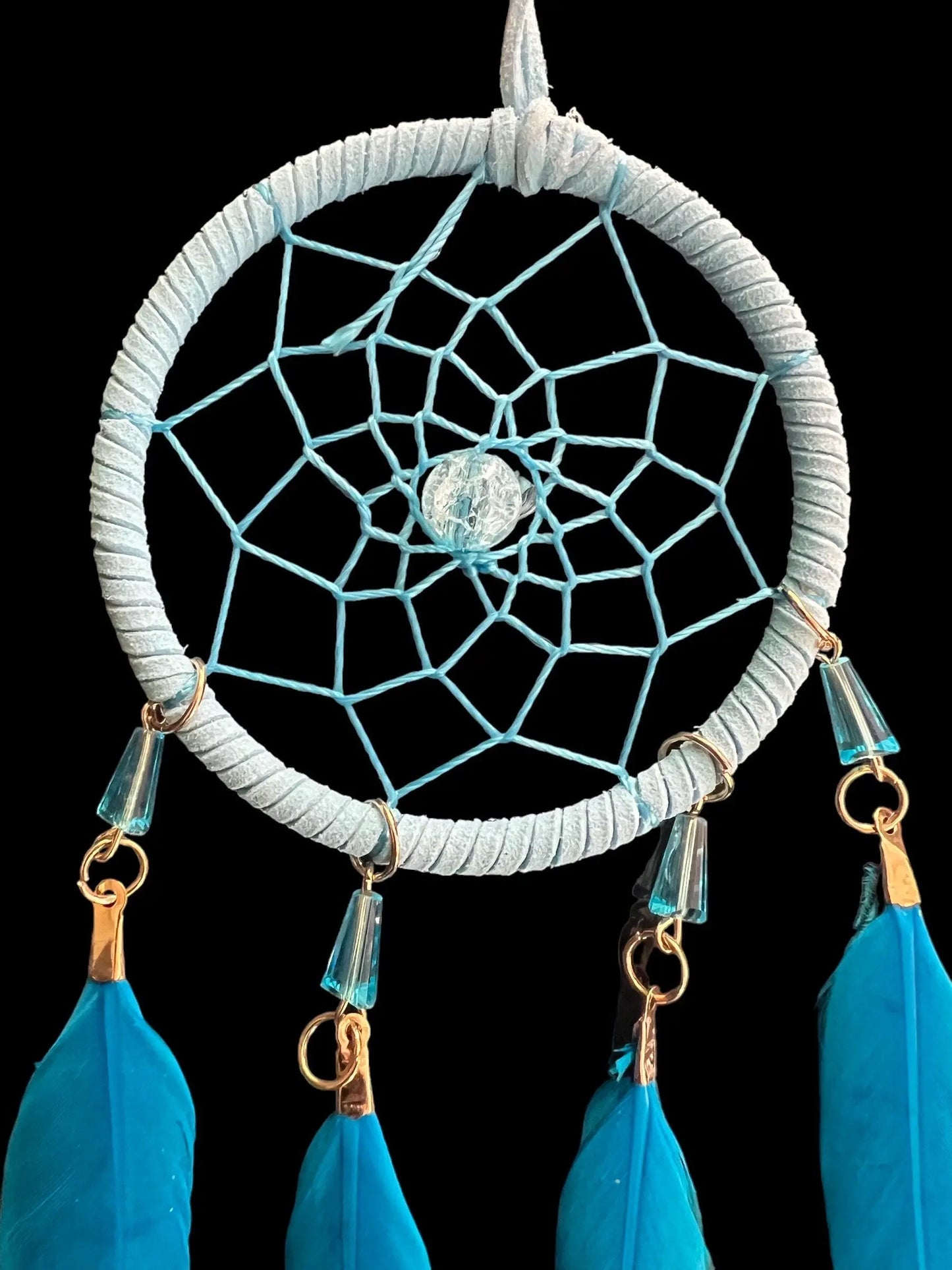 Blue Dreamcatcher | Dream Catcher | Small | Car | Wall Hanging Decoration | Boho | Feathers | Art | Gift Crystal Eyes It