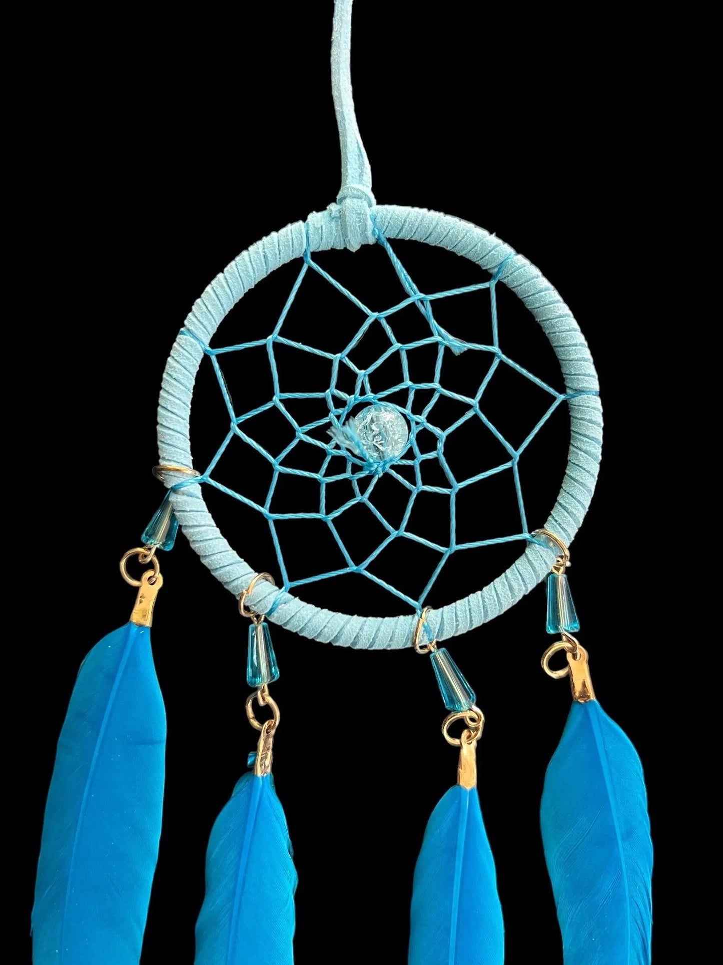 Blue Dreamcatcher | Dream Catcher | Small | Car | Wall Hanging Decoration | Boho | Feathers | Art | Gift Crystal Eyes It