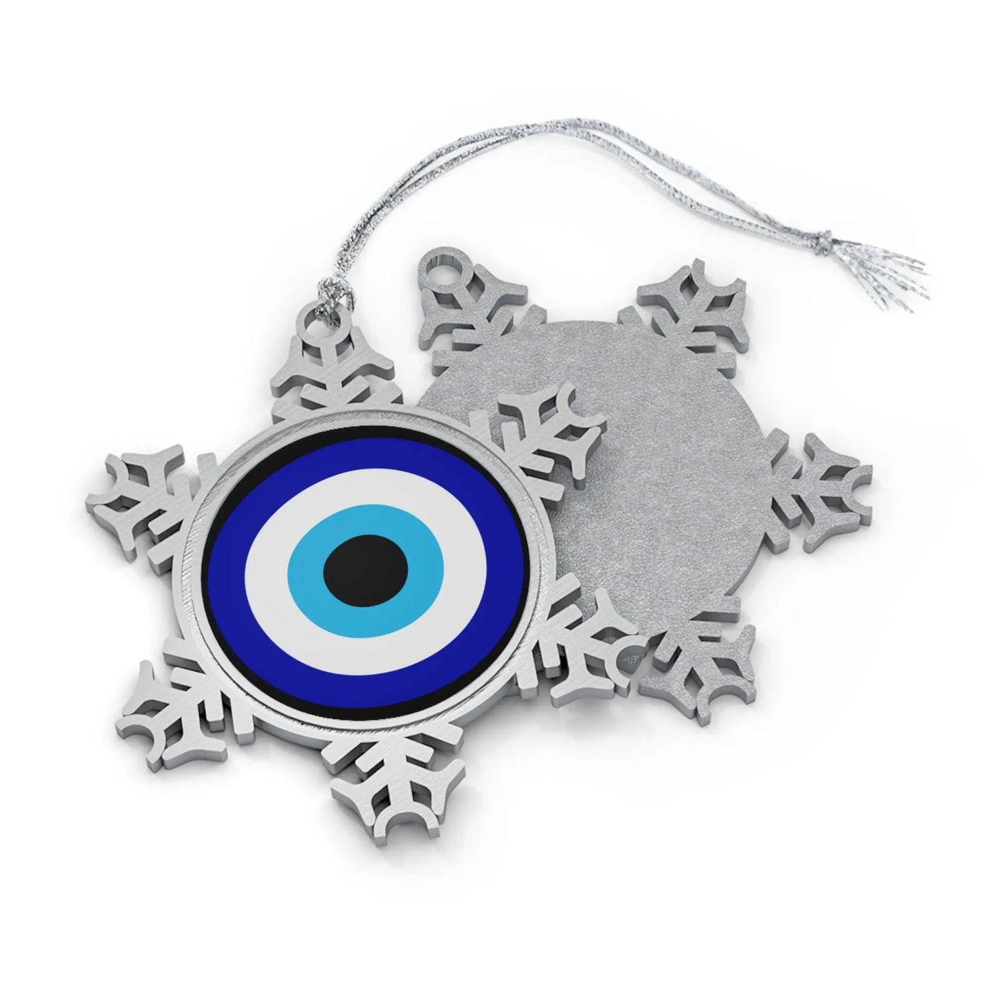 Evil Eye Christmas Ornament | Pewter Snowflake | Decoration | Decor | Holidays | Gift