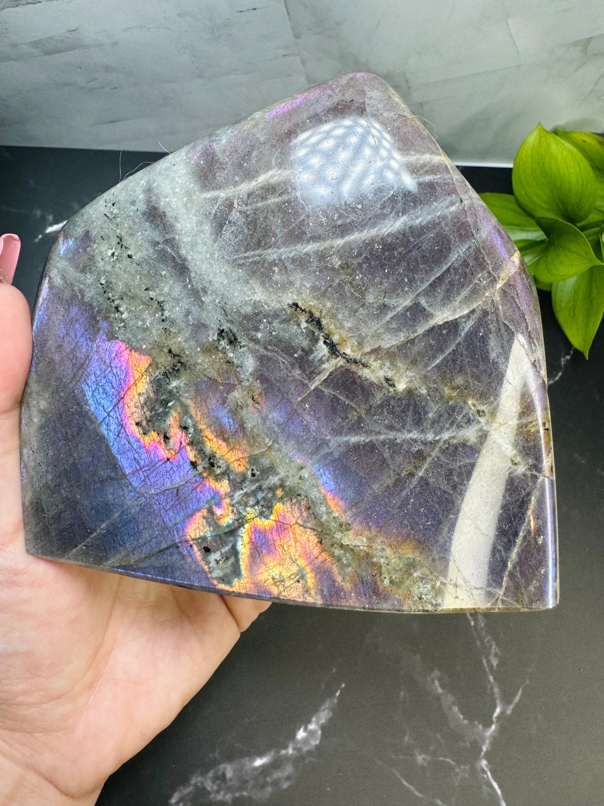 Labradorite Freeform | Purple Pink Orange Flash | Large | Polished | Crystal Decor | Healing | Gift Crystal Eyes It