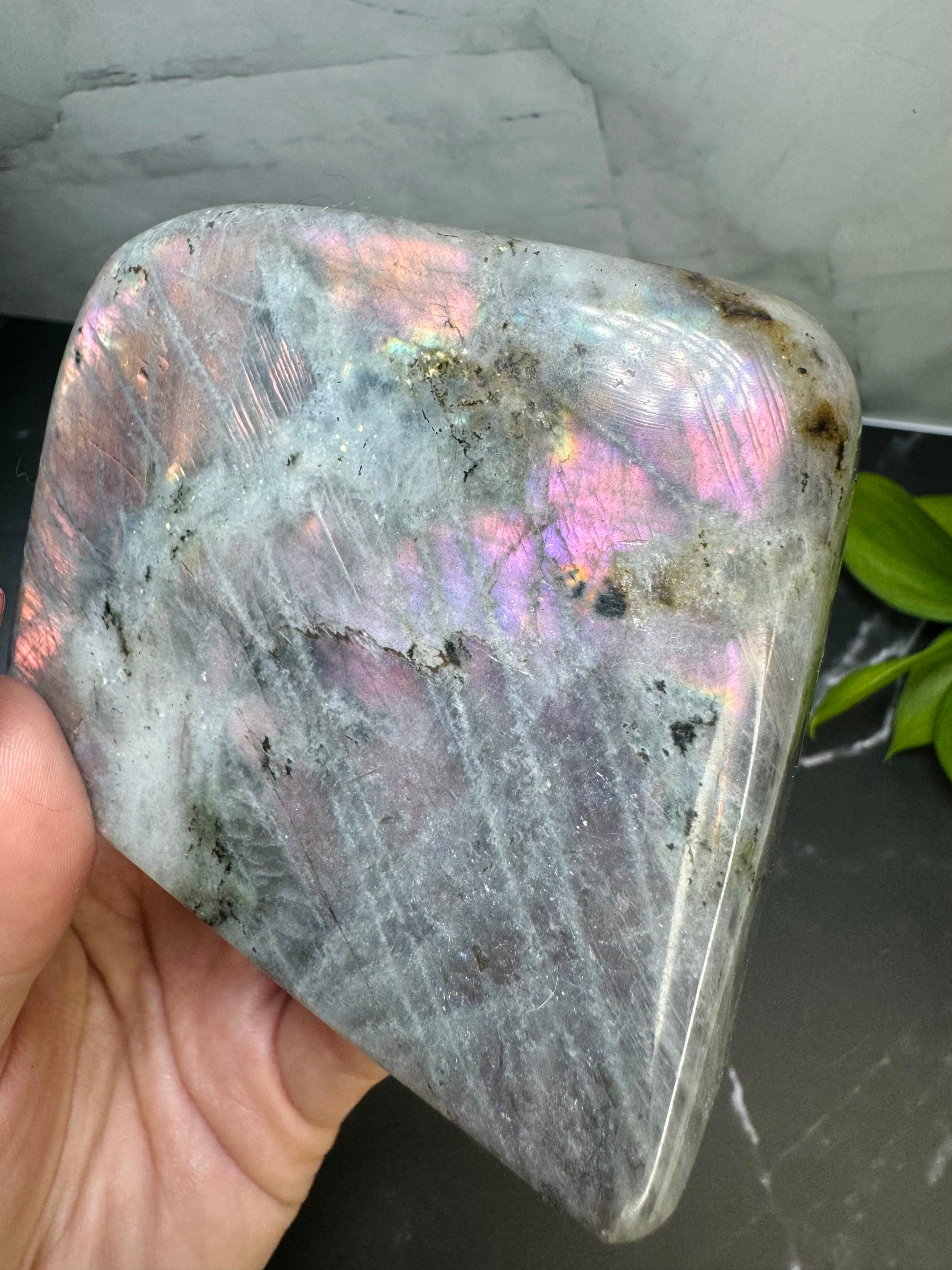 Labradorite Freeform | Purple Pink Orange Flash | Large | Polished | Crystal Decor | Healing | Gift Crystal Eyes It