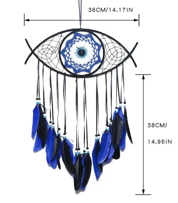 Evil Eye Dreamcatcher | White | Black | Brown | Dream Catcher | Wall Hanging Decoration | Boho | Feathers | Art | Gift Crystal Eyes It