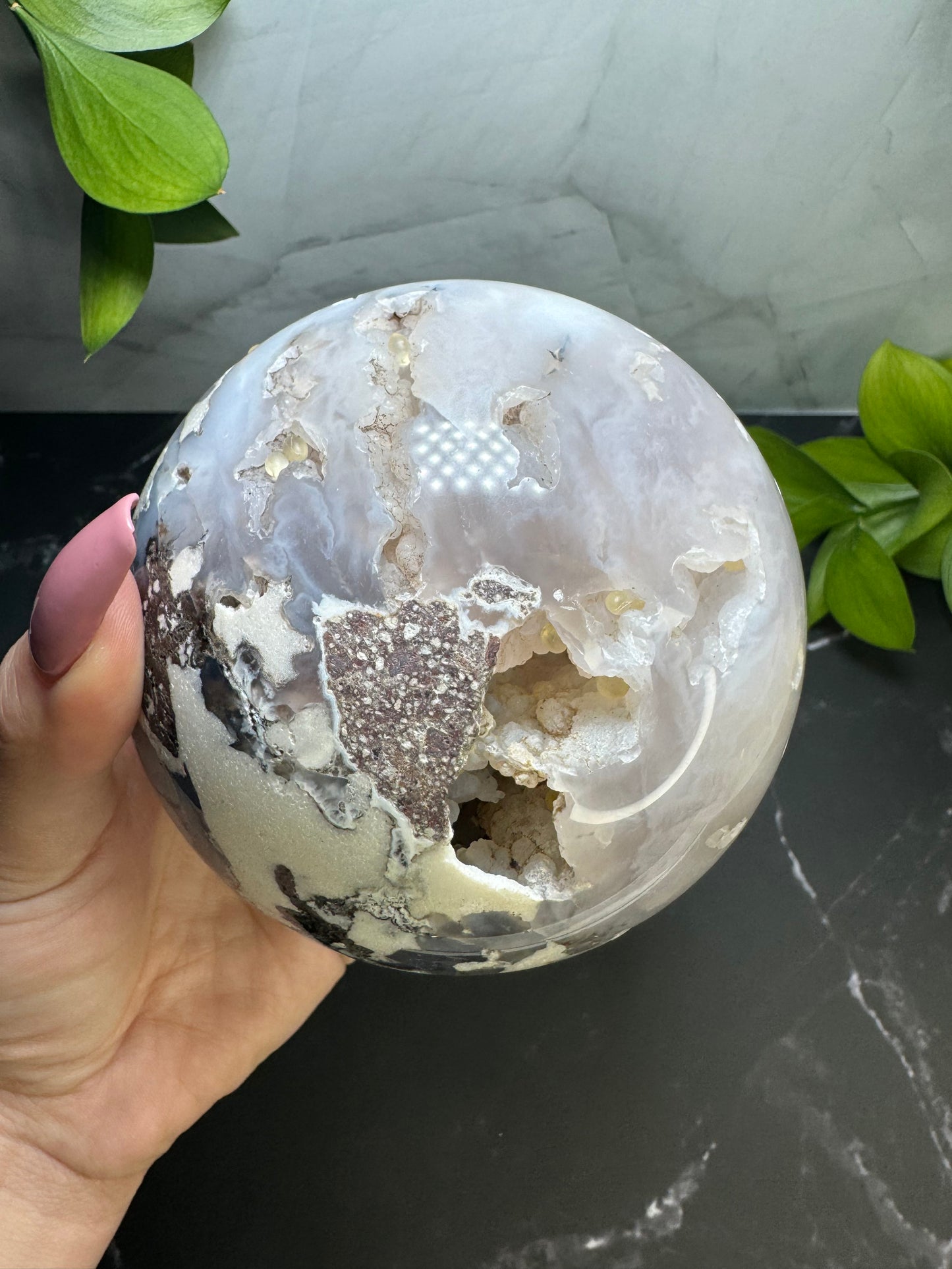 Large Druzy Agate and White Quartz Sphere 3.5” | Druzy Quartz | White | Crystal Decor | Healing | Gift Crystal Eyes It