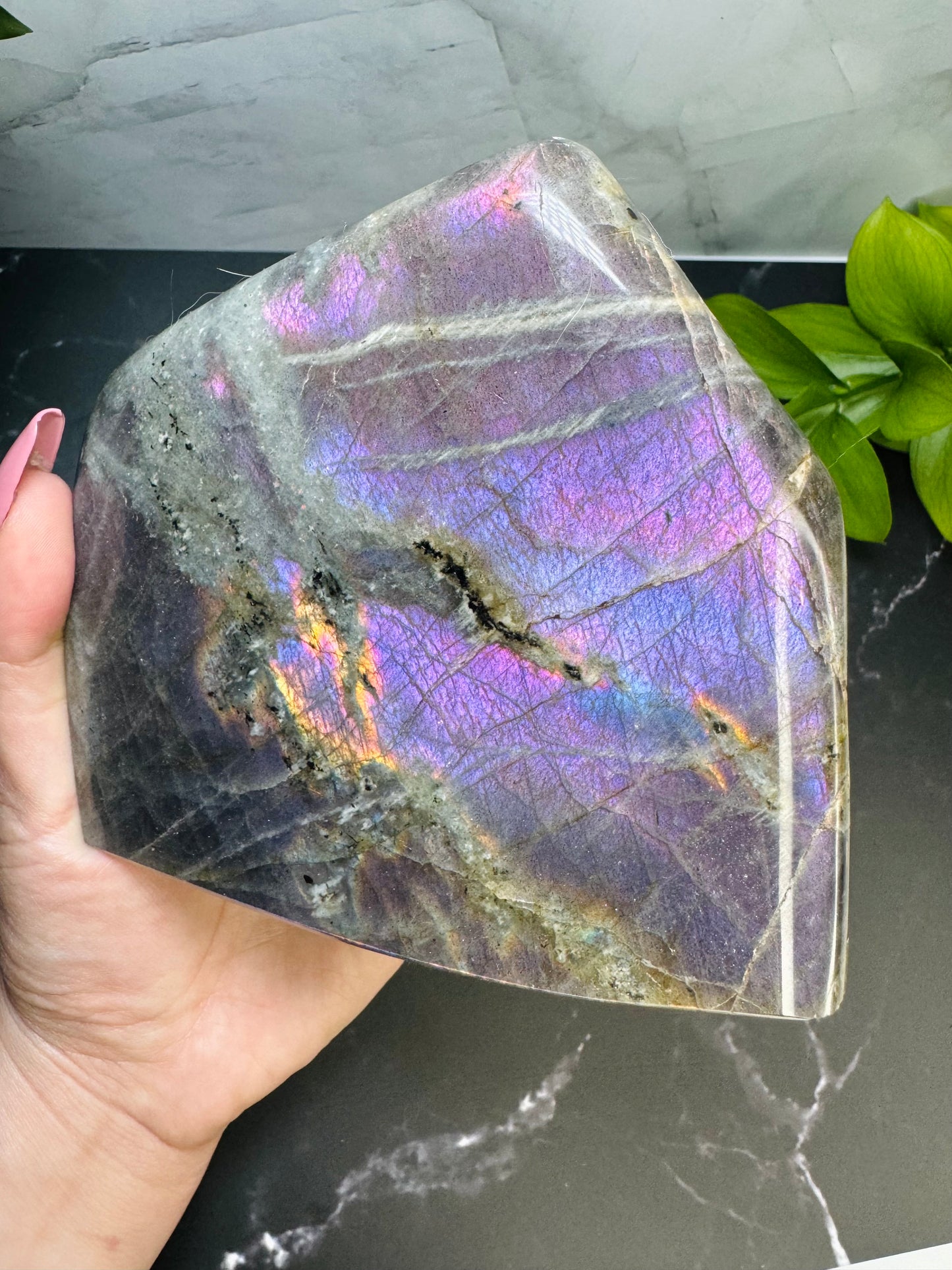 Labradorite Freeform | Purple Pink Orange Flash | Large | Polished | Crystal Decor | Healing | Gift Crystal Eyes It