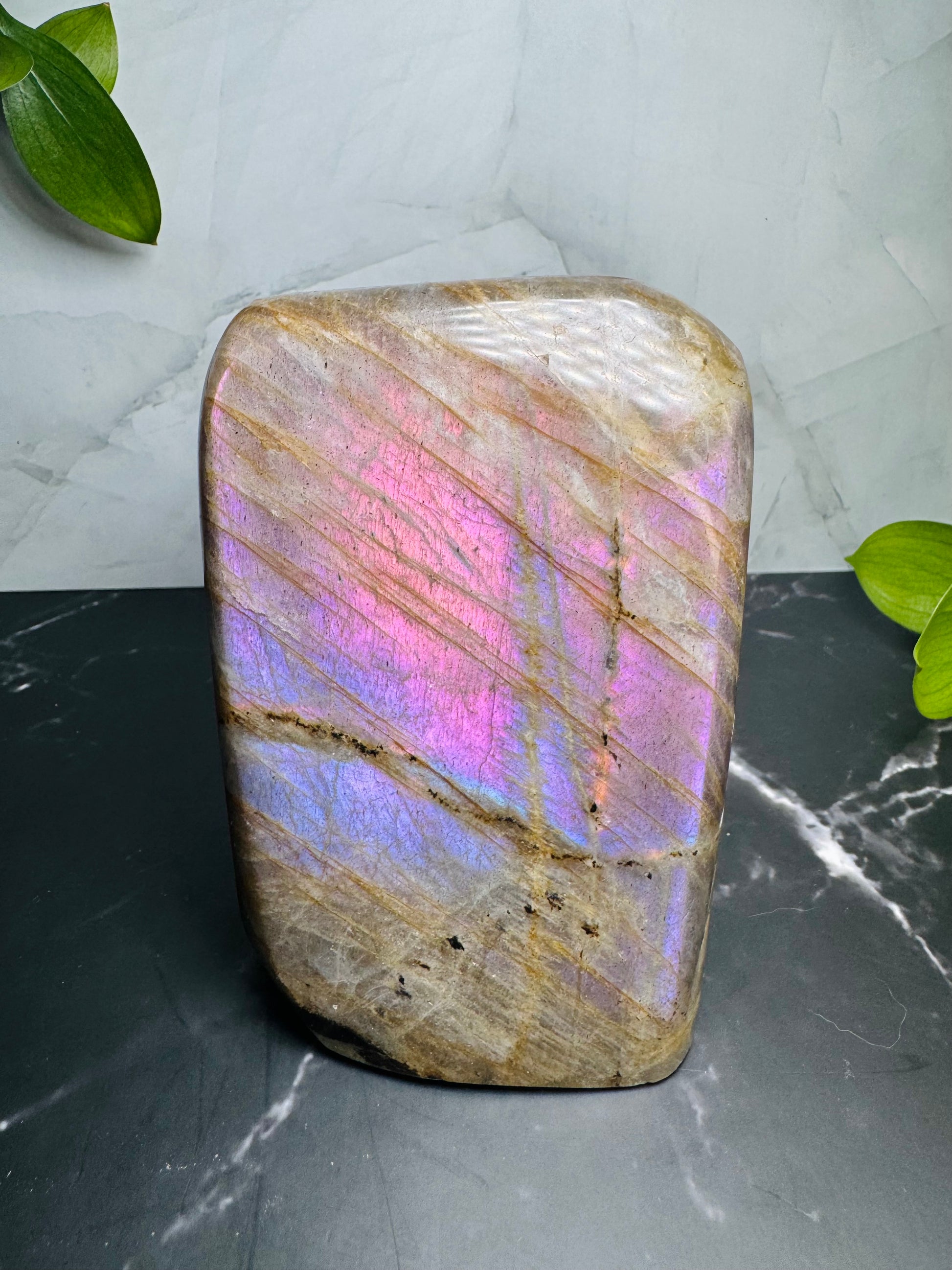 Labradorite Freeform | Purple Pink Flash | Large | Polished | Crystal Decor | Healing | Gift Crystal Eyes It