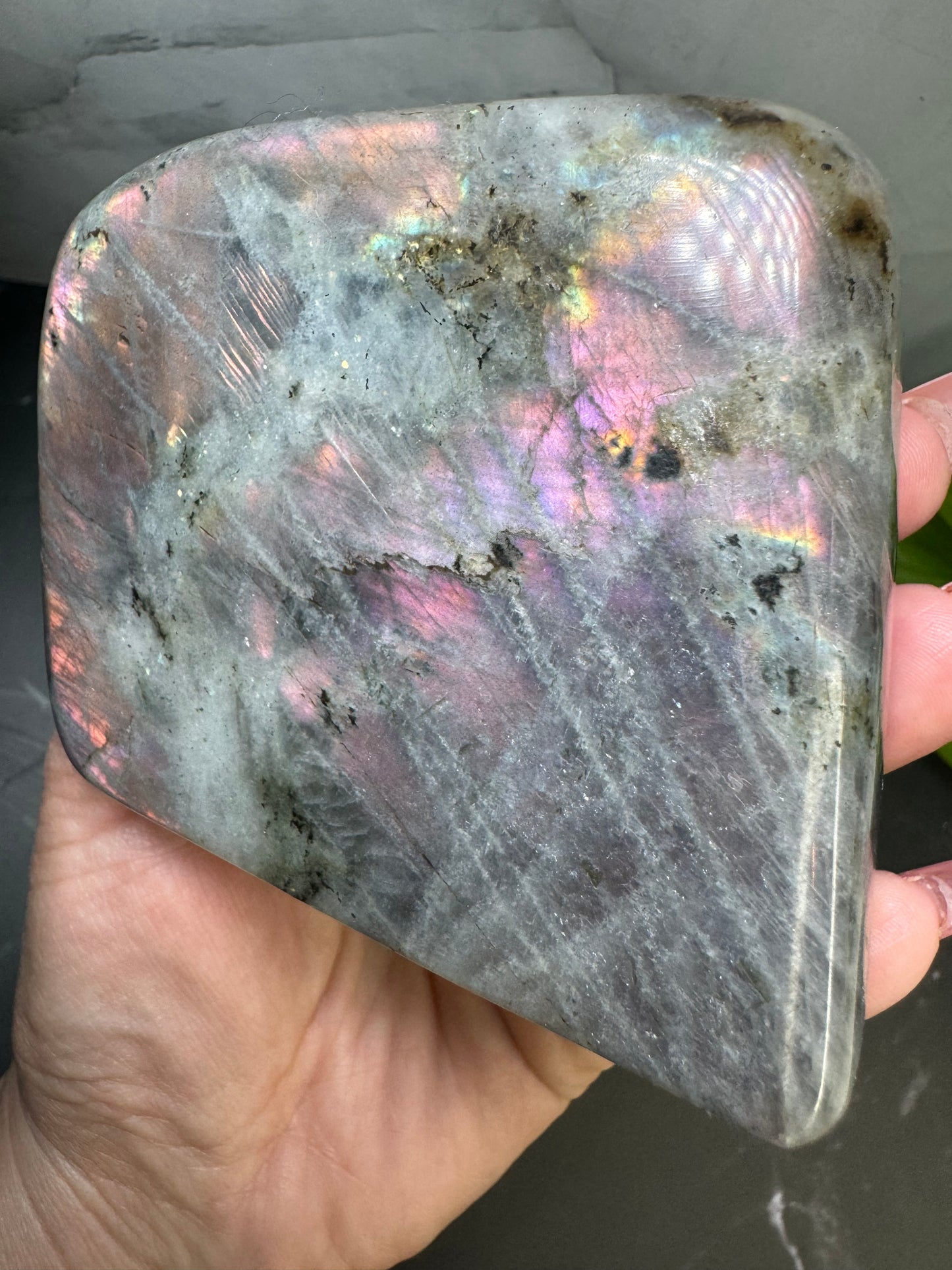 Labradorite Freeform | Purple Pink Orange Flash | Large | Polished | Crystal Decor | Healing | Gift Crystal Eyes It