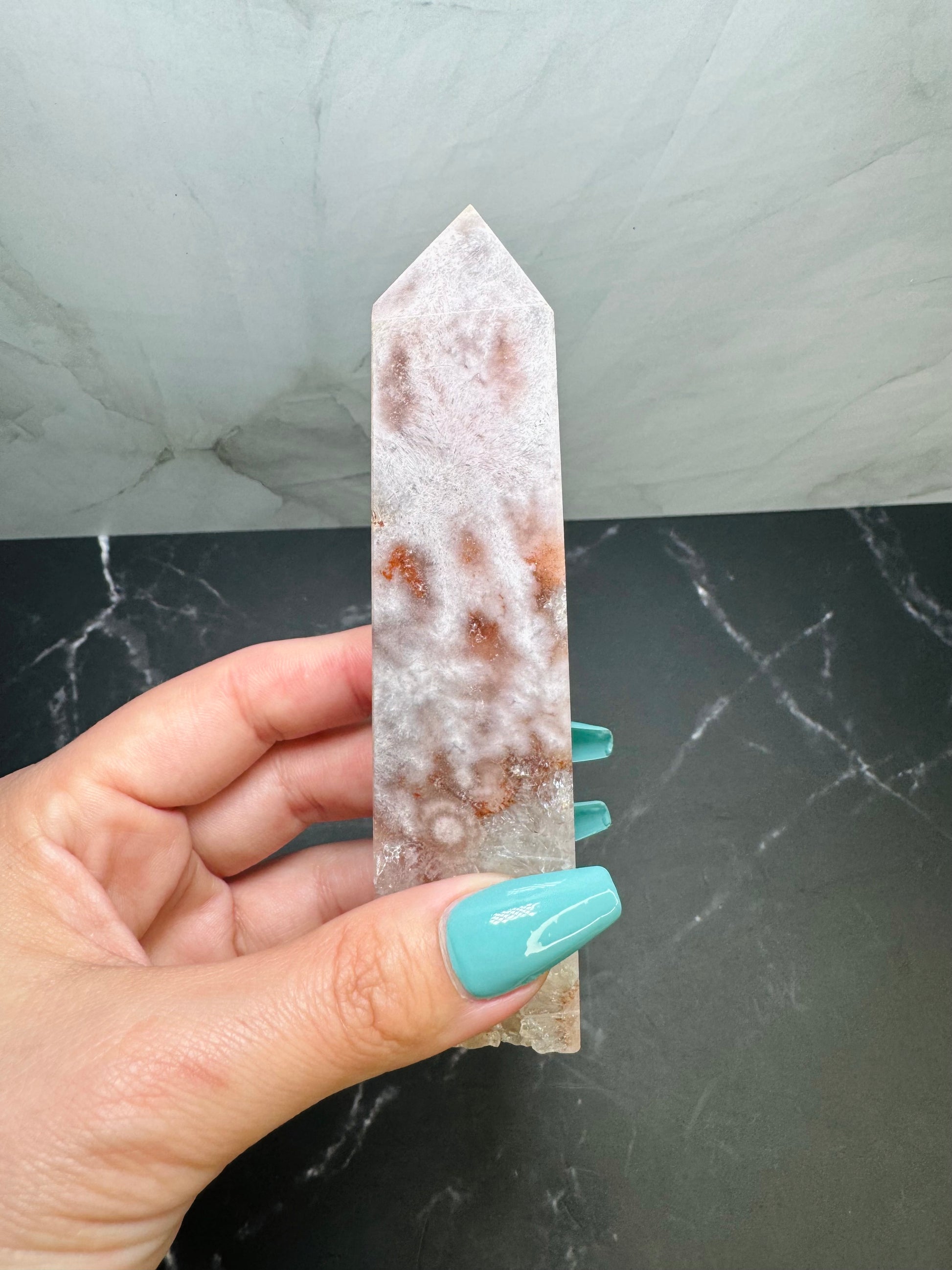 Flower Agate Quartz Crystal Tower Wand Point 5” | Large | Crystal Decor | Healing | Gift Crystal Eyes It