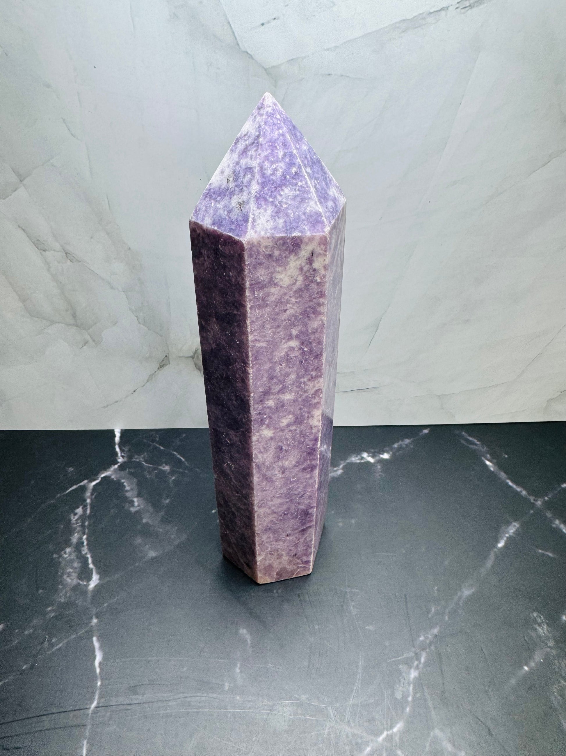 Lepidolite Crystal Tower Wand Point 7” | Large | Crystal Decor | Healing | Gift Crystal Eyes It