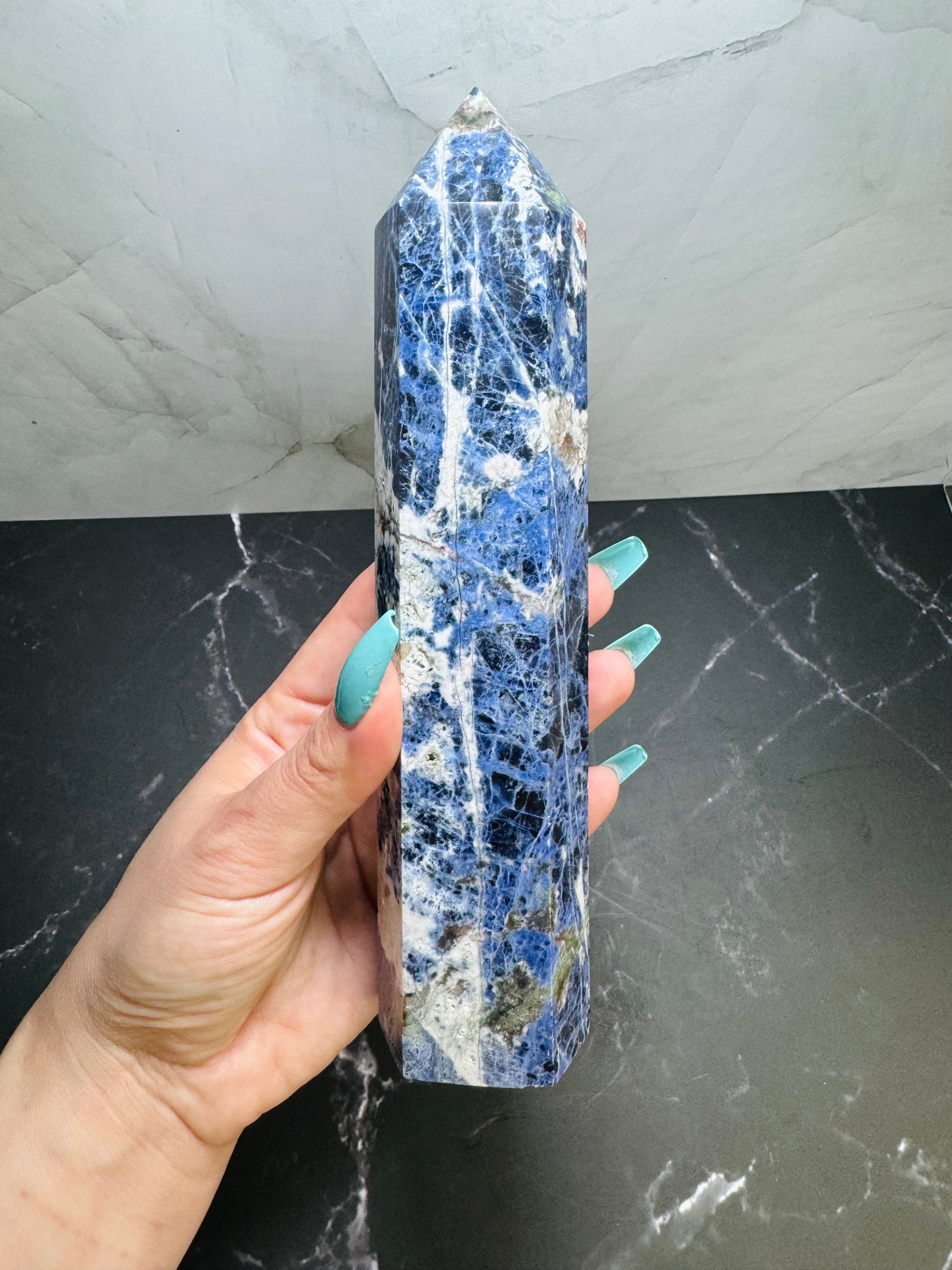 Sodalite Crystal Tower Wand Point 8” | Large | Crystal Decor | Healing | Gift Crystal Eyes It