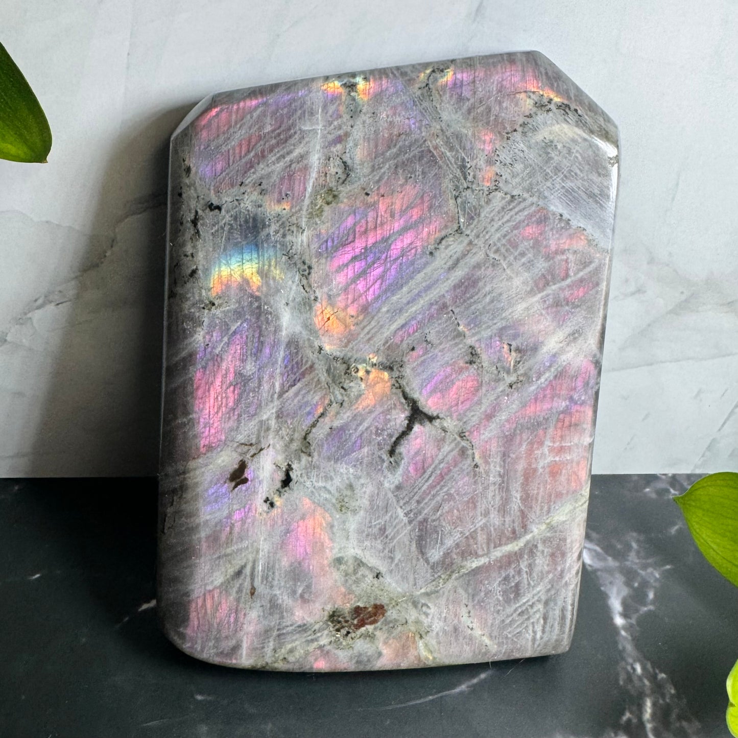 Labradorite Freeform | Purple Pink Orange Sunset Flash | Large | Polished | Crystal Decor | Healing | Gift Crystal Eyes It